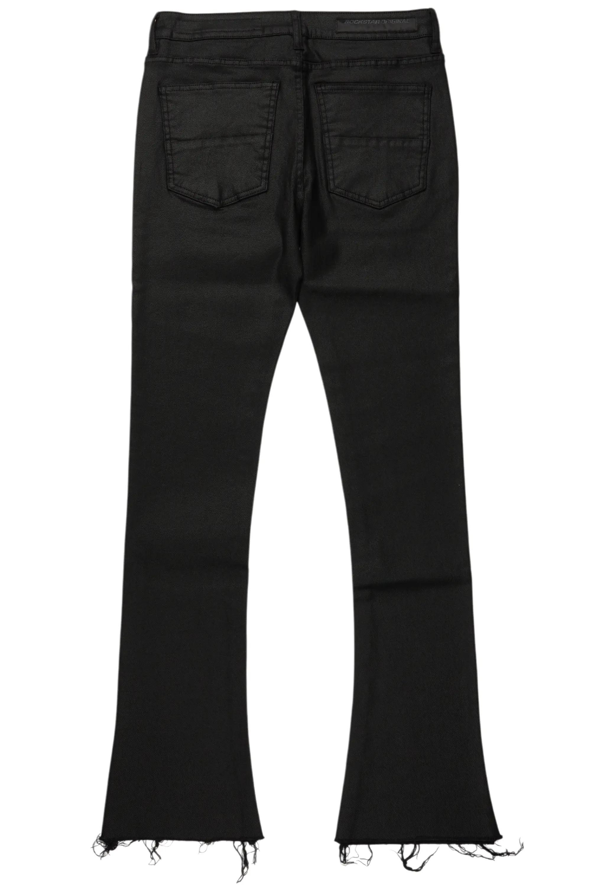 Rebe Black Coated Stacked Flare Jean Male Product Image