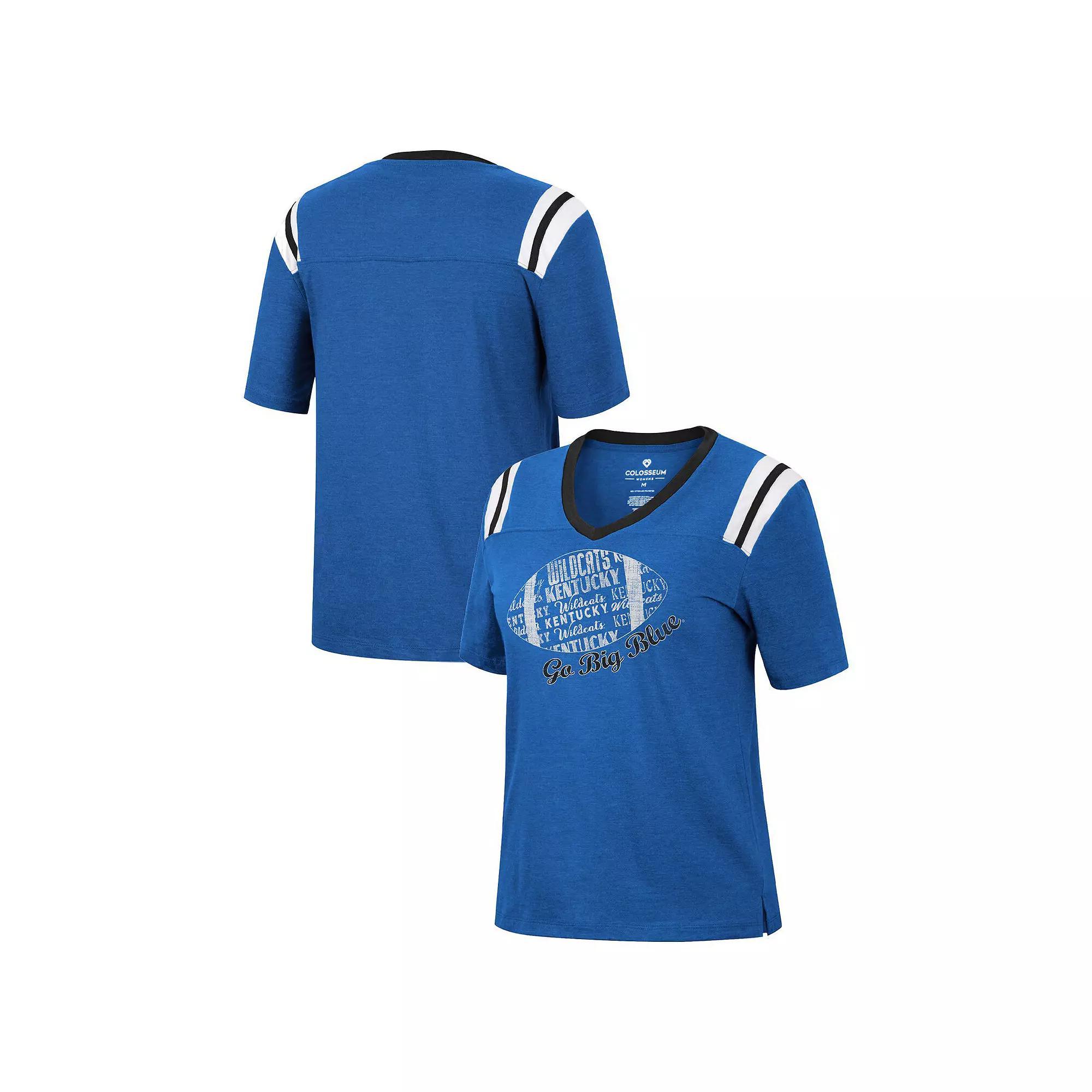 Women's Colosseum Heathered Royal Kentucky Wildcats 15 Min Early Football V-Neck T-Shirt, Size: Small, Blue Product Image