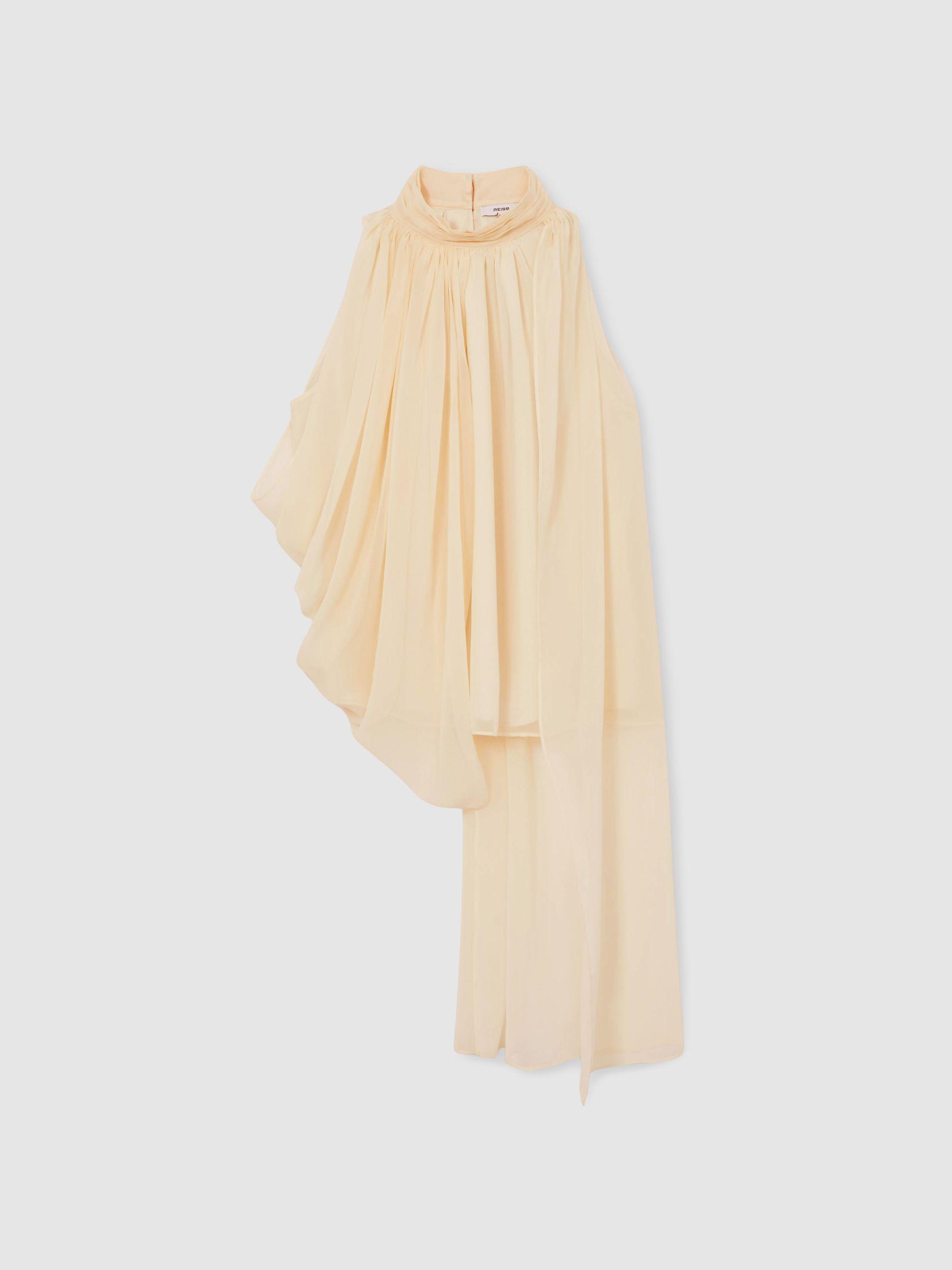 Draped Chiffon Sleeveless Top in Ivory Product Image