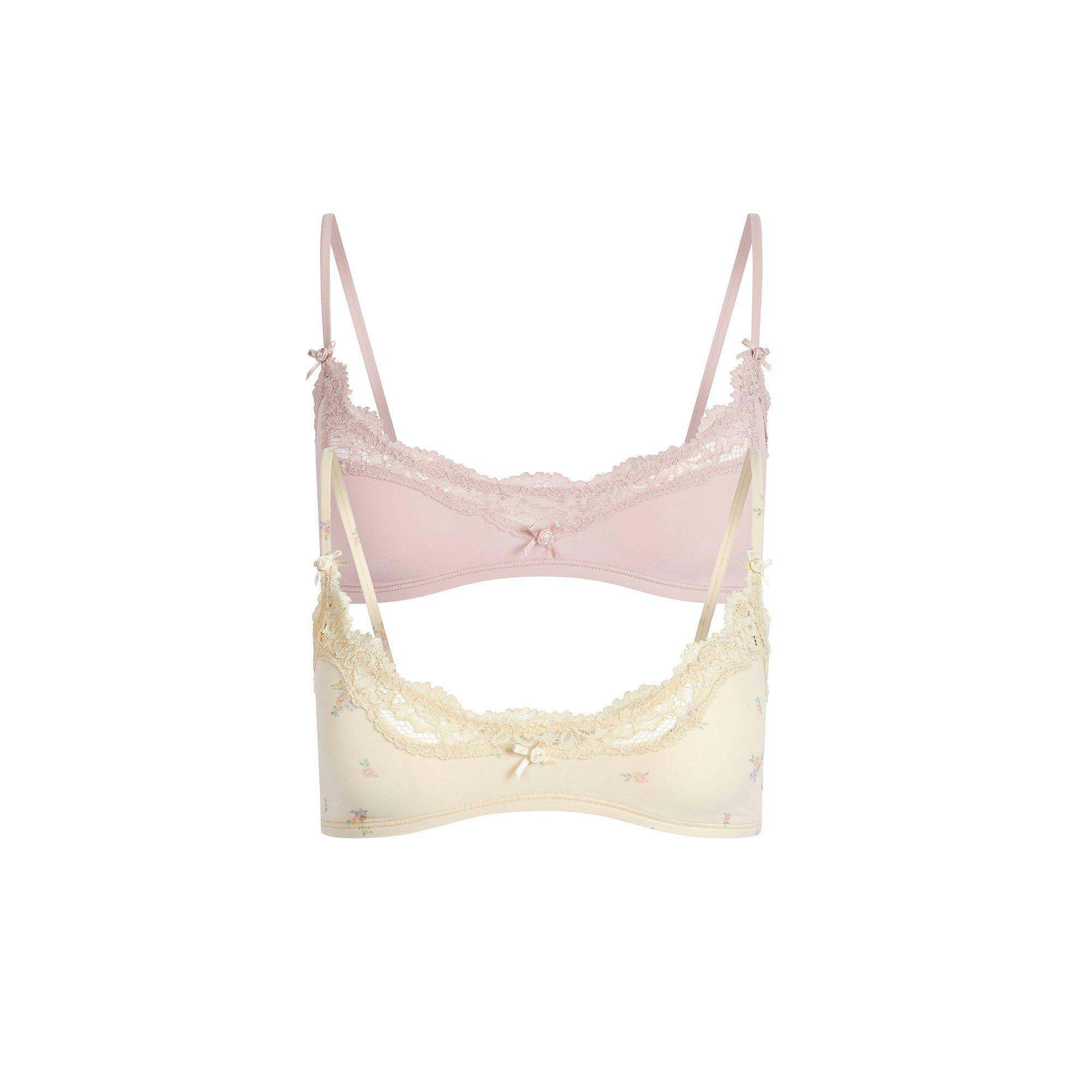 FITS EVERYBODY LACE SCOOP BRALETTE 2-PACK | BOUQUET PRINT AND MORGANITE Product Image