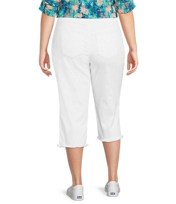 Intro Plus Size Straight Slim Leg Frayed Hem Capri Pull-On Pants Product Image