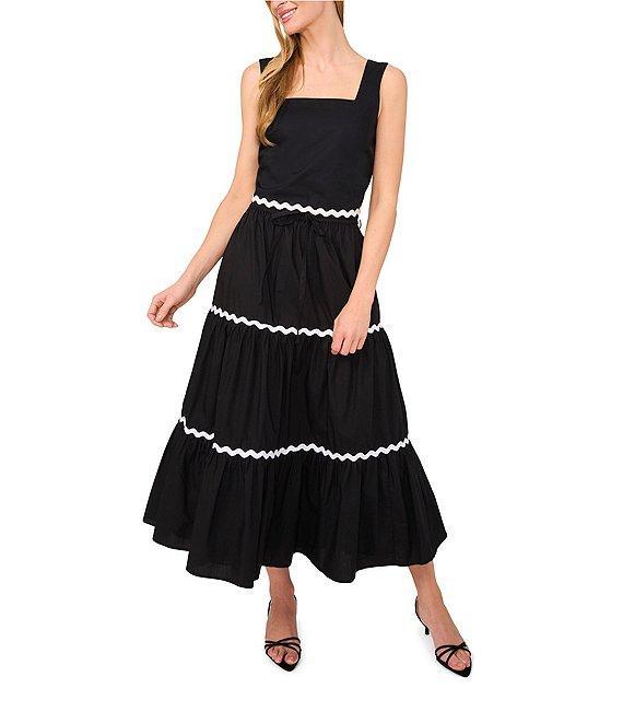 CeCe Scallop Trim Tiered Midi A-Line Skirt Product Image