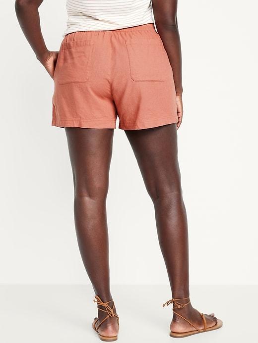 High-Waisted Linen-Blend Pull-On Shorts -- 3.5-inch inseam Product Image