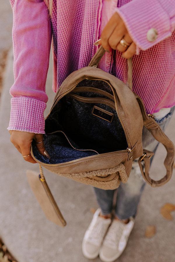 Autumn Color Sherpa Backpack In Taupe Product Image