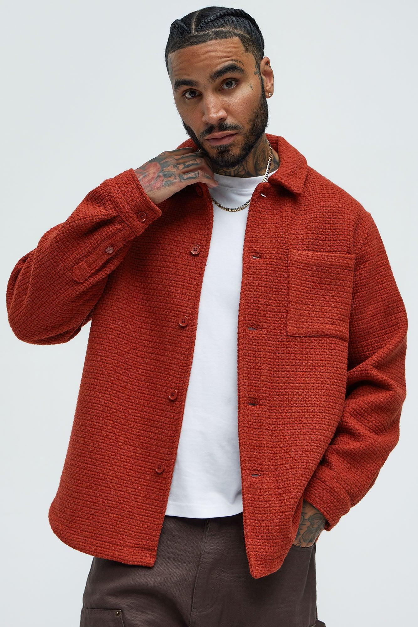 Linden Textured Button Up Shirt - Rust Product Image