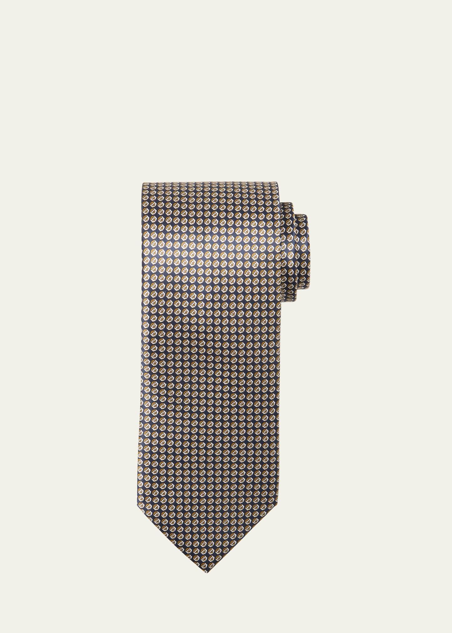 Mens Micro-Geometric Silk Tie Product Image