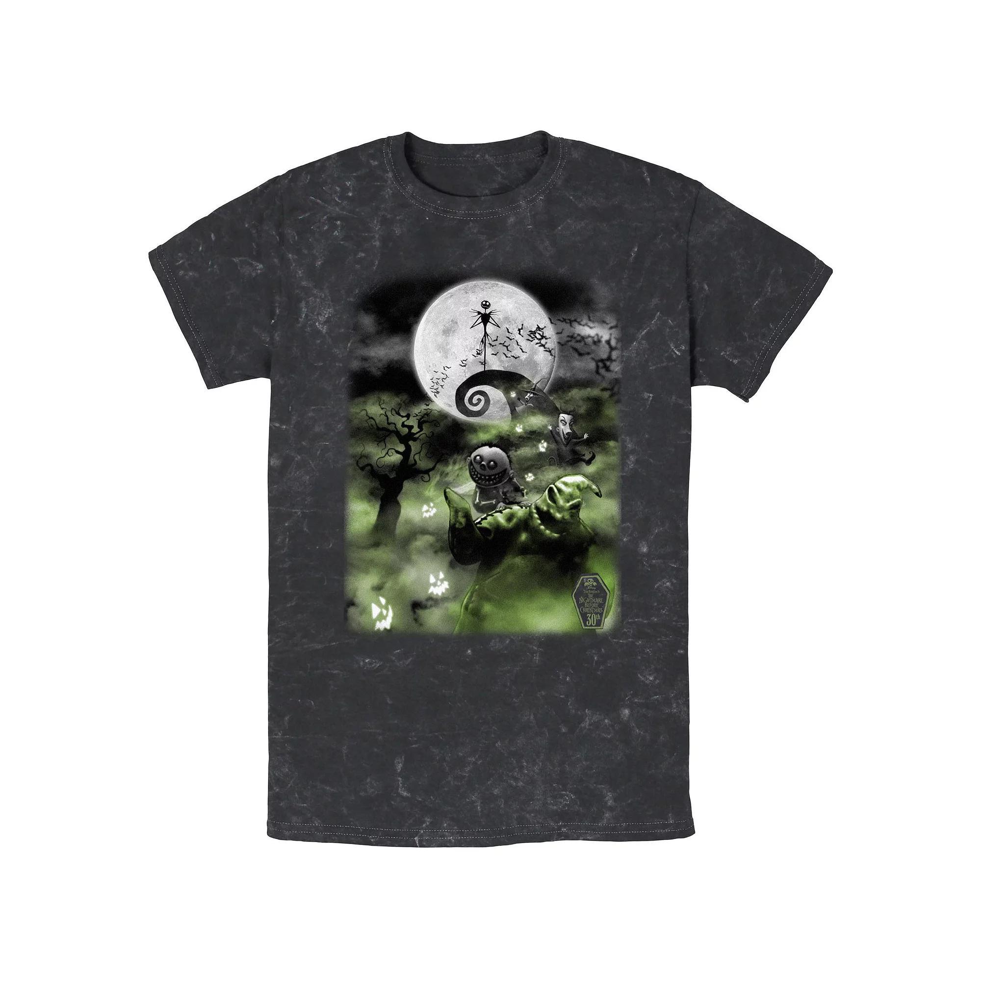 Disney's The Nightmare Before Christmas Scary Night Mineral Wash Men's Graphic Tee,  Product Image