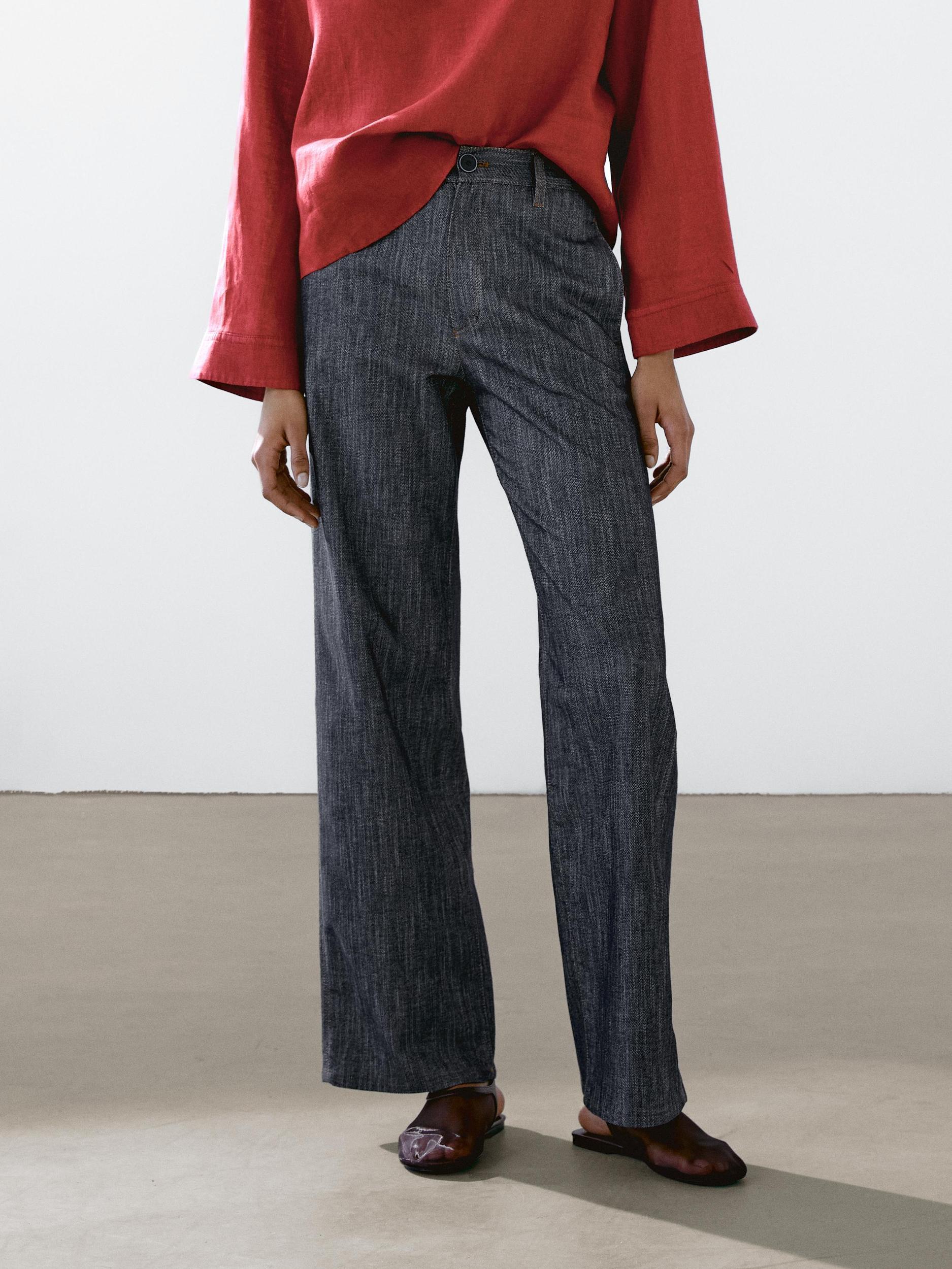 Cotton blend denim trousers Product Image