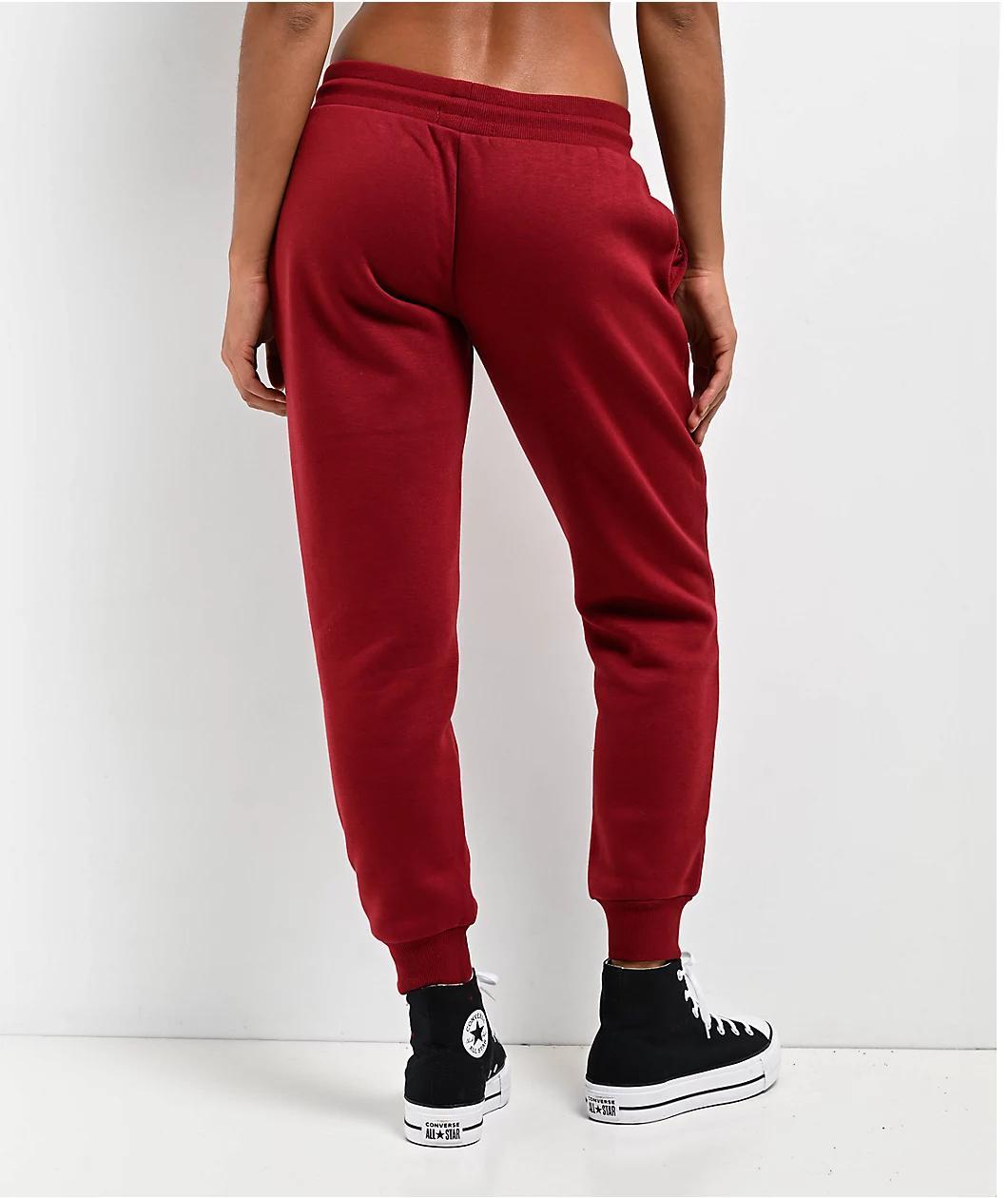 True Religion Retro Crystal Logo Ruby Red Jogger Sweatpants Product Image