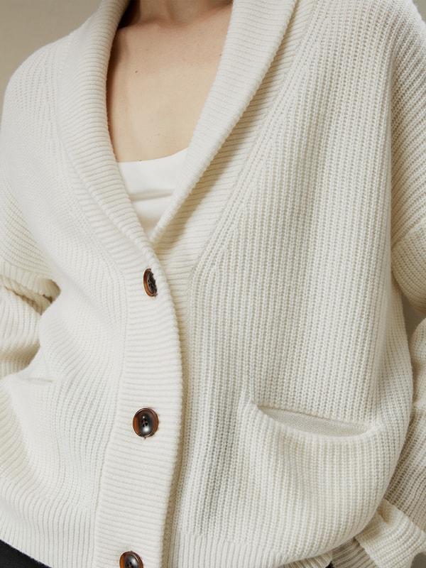 Wool-Cashmere Blend Shawl Collar Cardigan Product Image