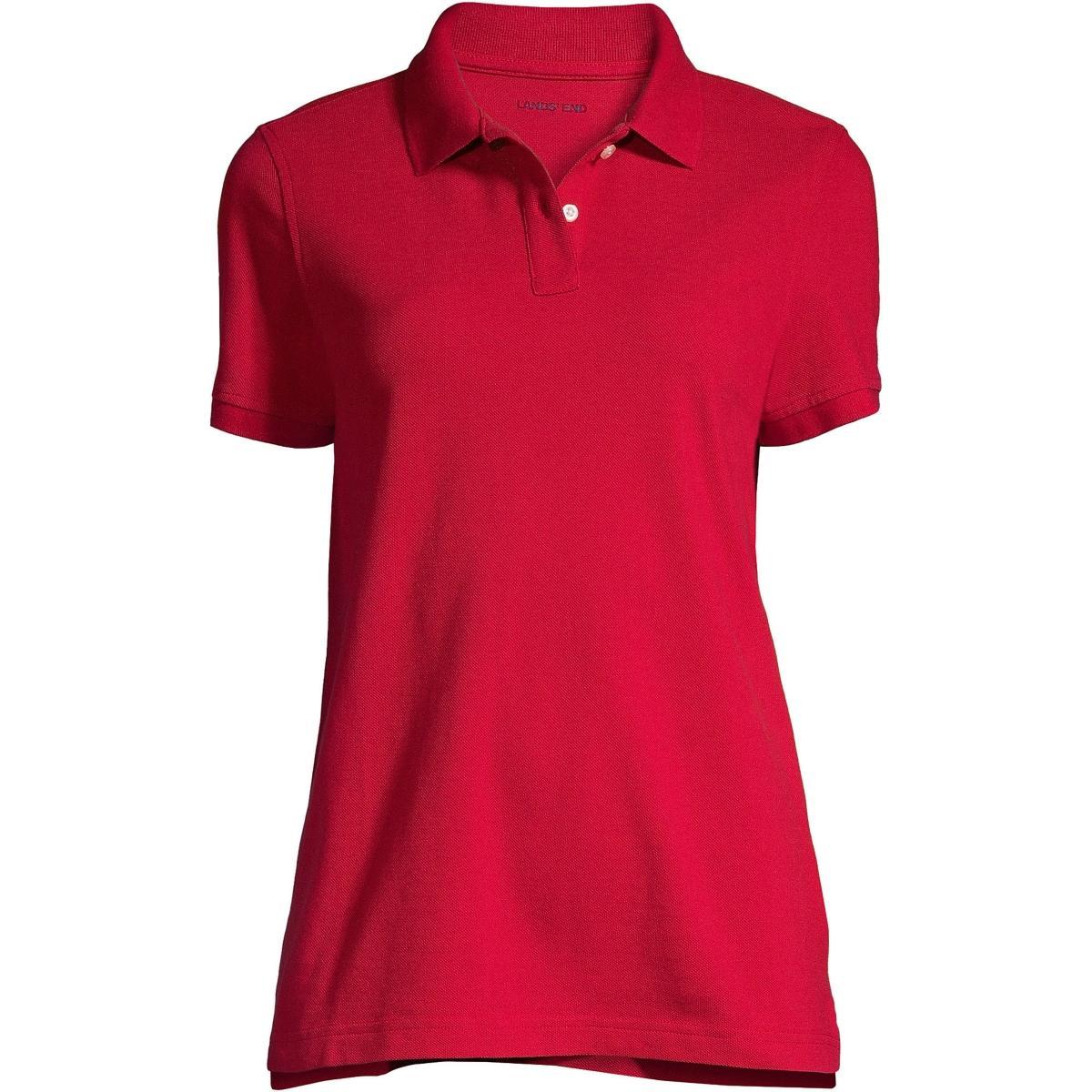 Women's Lands' End School Uniform Short Sleeve Mesh Polo Shirt, Size: Small, Red Product Image