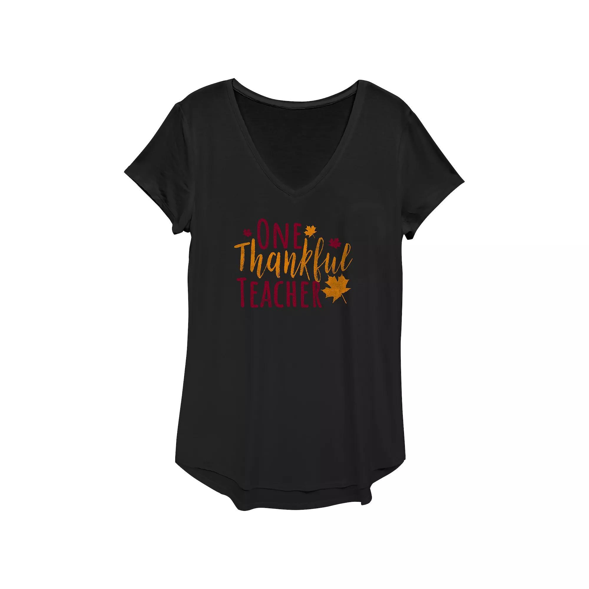 Women's One Thankful Teacher Graphic Tee,  Product Image