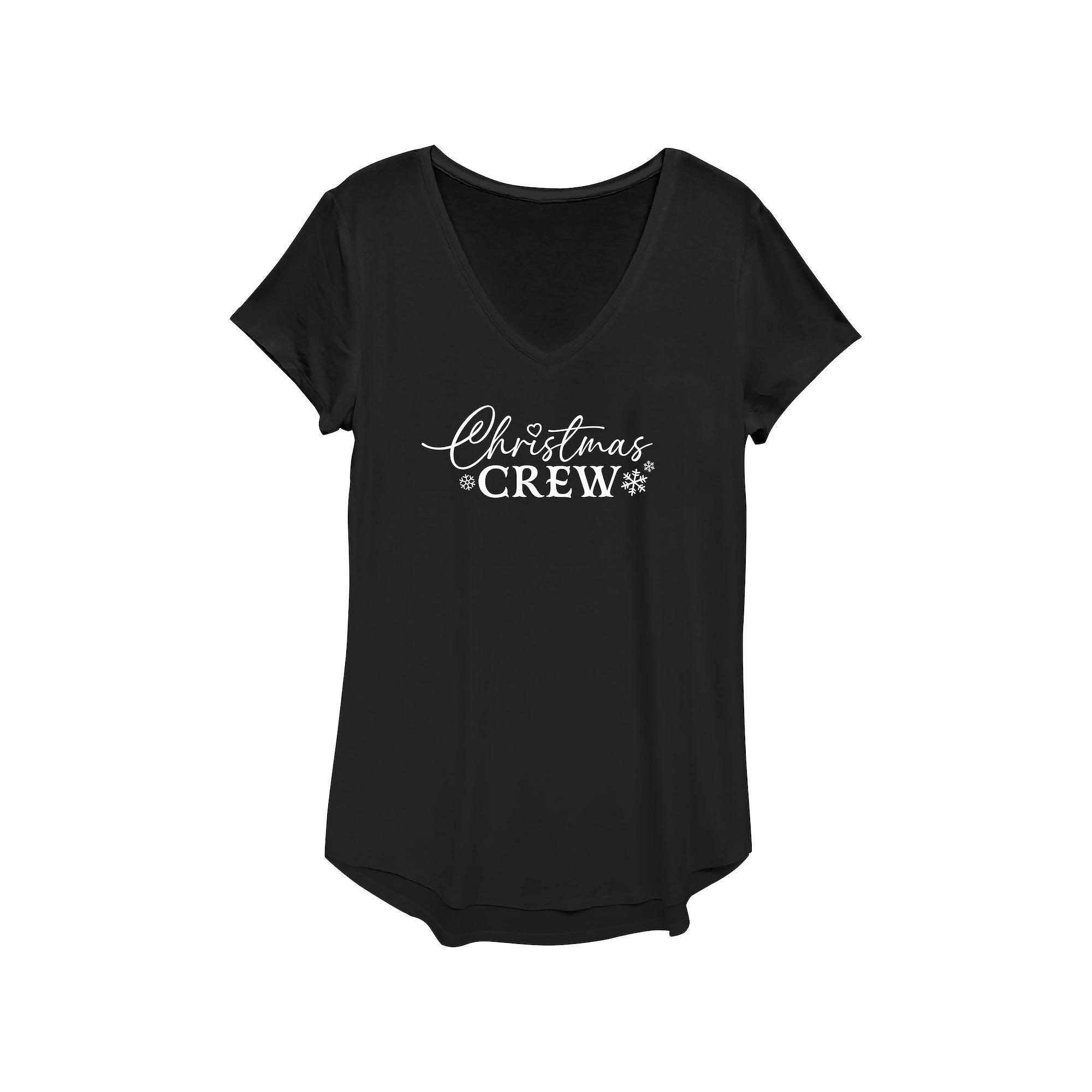 Women's Christmas Crew Graphic Tee, Size: XS, Black Product Image
