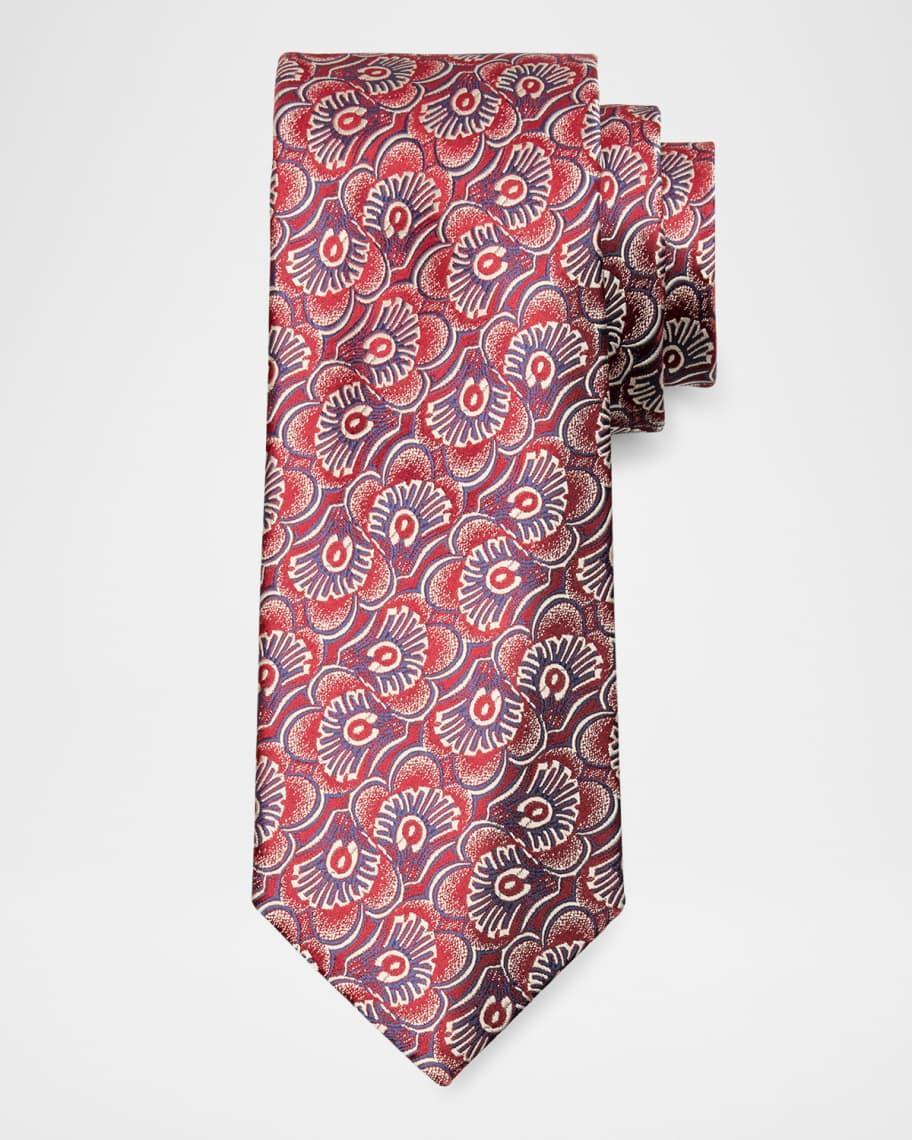 Men's Abstract Feather-Print Silk Tie Product Image