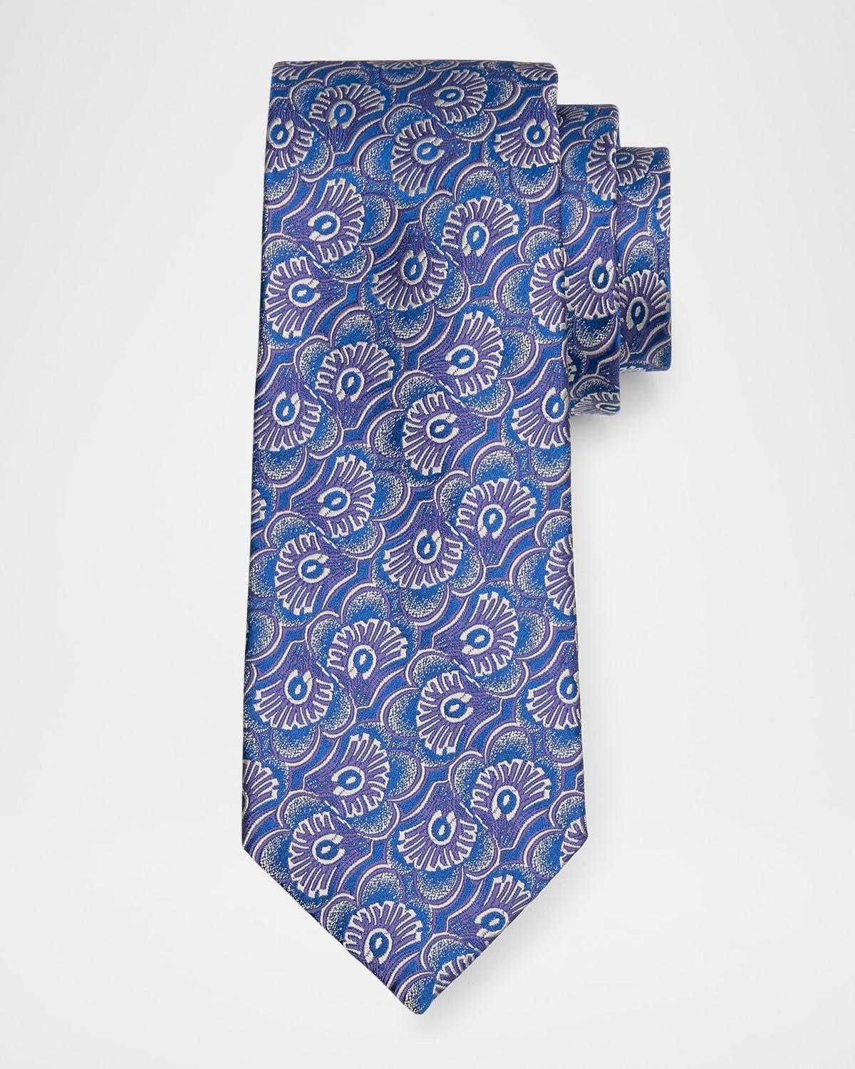 Men's Abstract Feather-Print Silk Tie Product Image