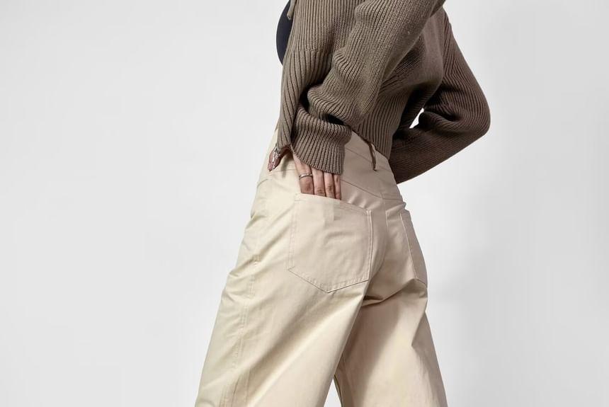 High Rise Plain Wide Leg Pants Product Image