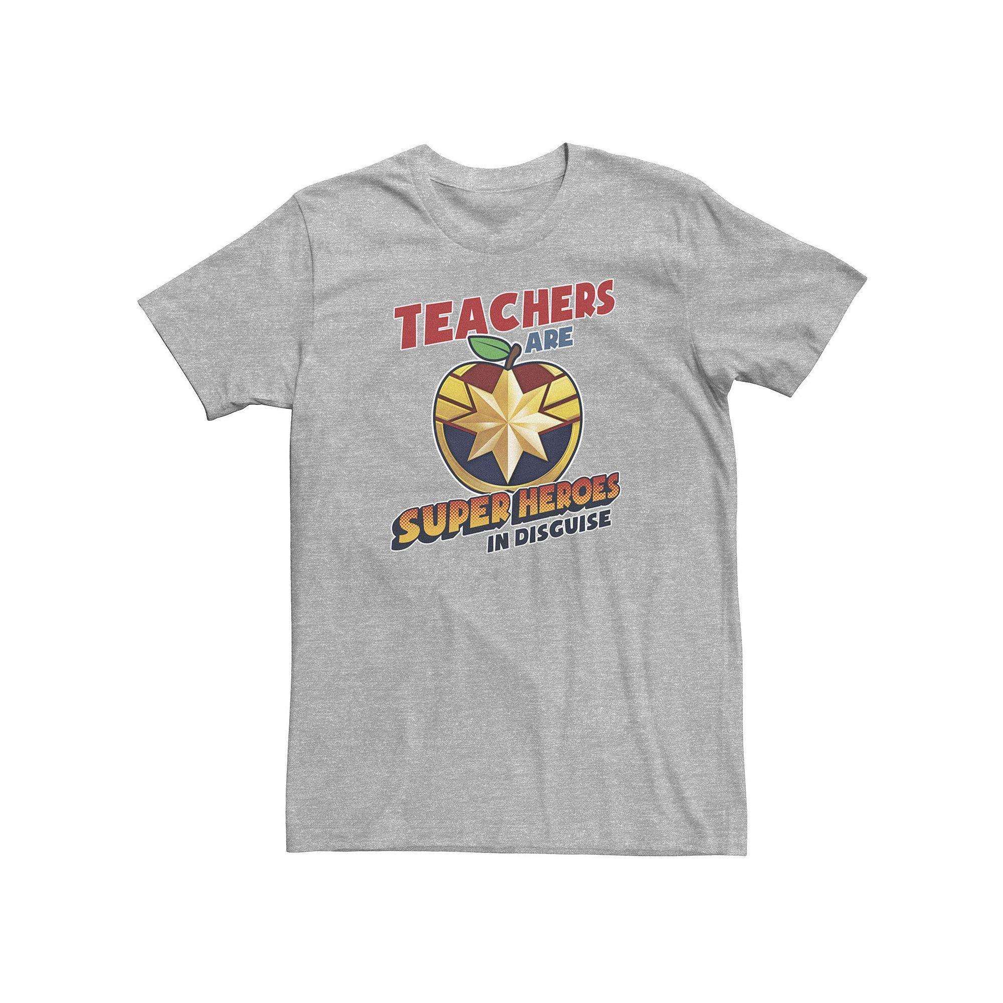 Big & Tall Marvel Teachers Are Super Heroes In Disguise Captain Marvel Tee, Men's, Size: 4XL, Athletic Grey Product Image
