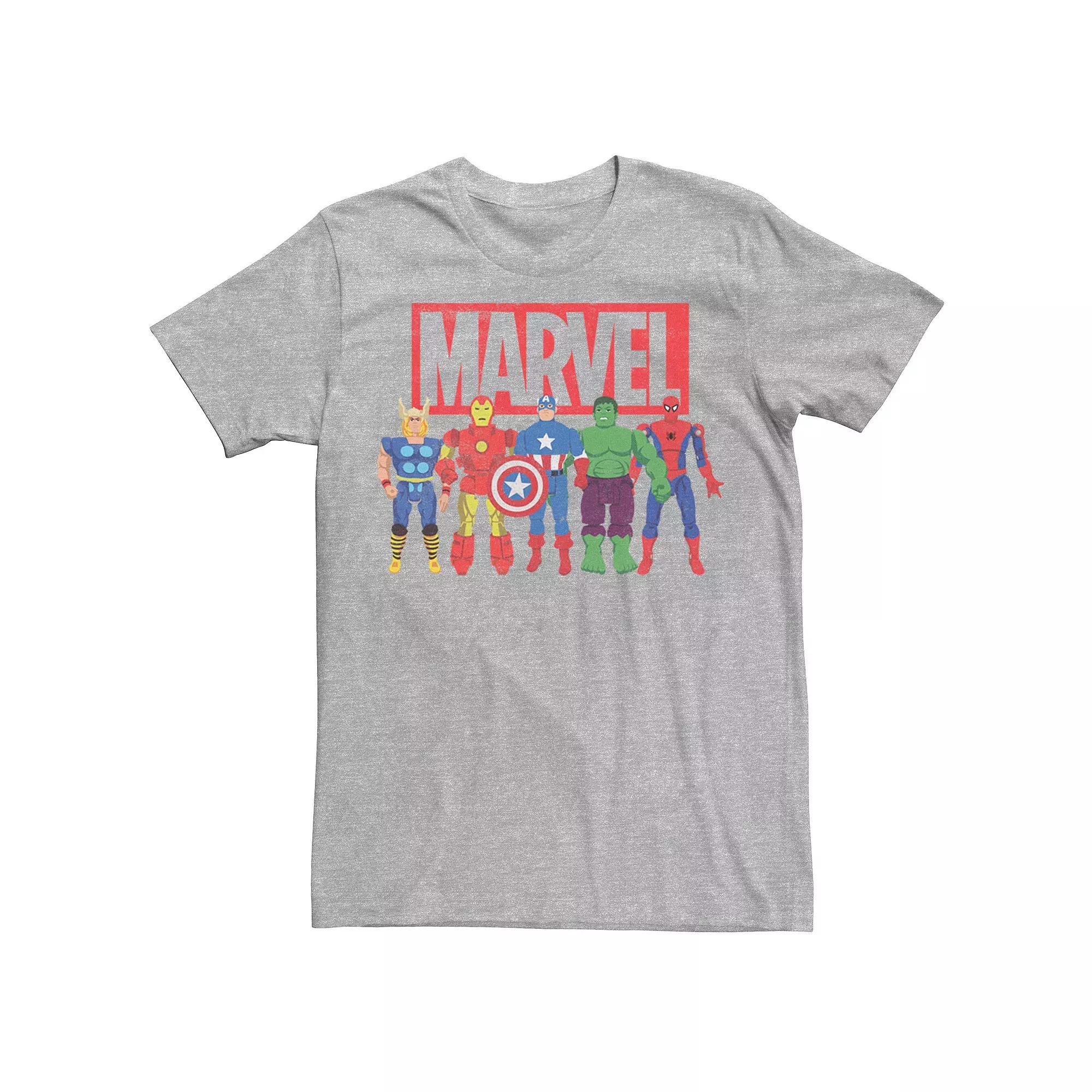 Men's Marvel Avengers Classic Action Figures Graphic Tee, Size: Medium, Athletic Grey Product Image