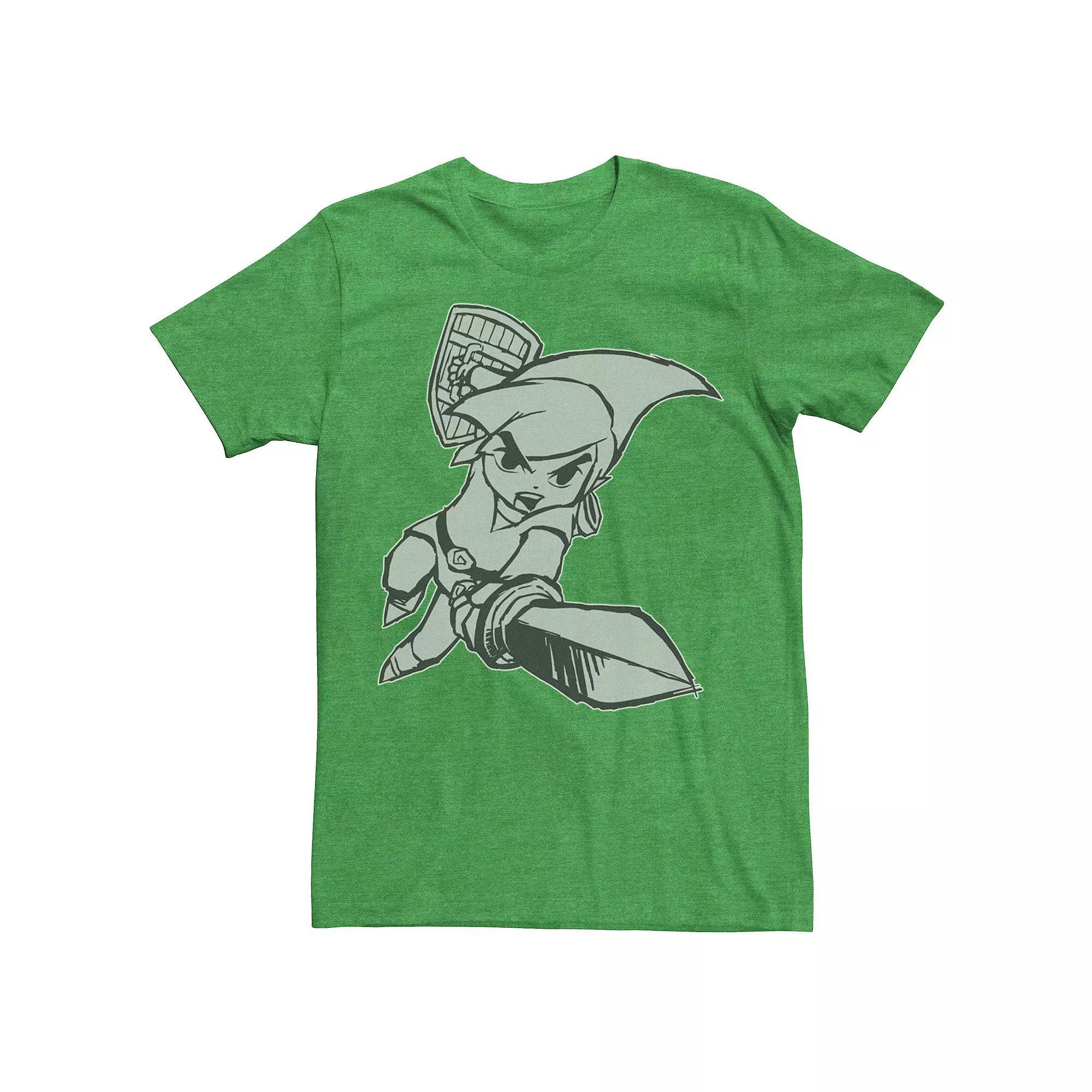 Men's Nintendo Legend Of Zelda Action Pose All White Portrait Stamp Tee,  Product Image