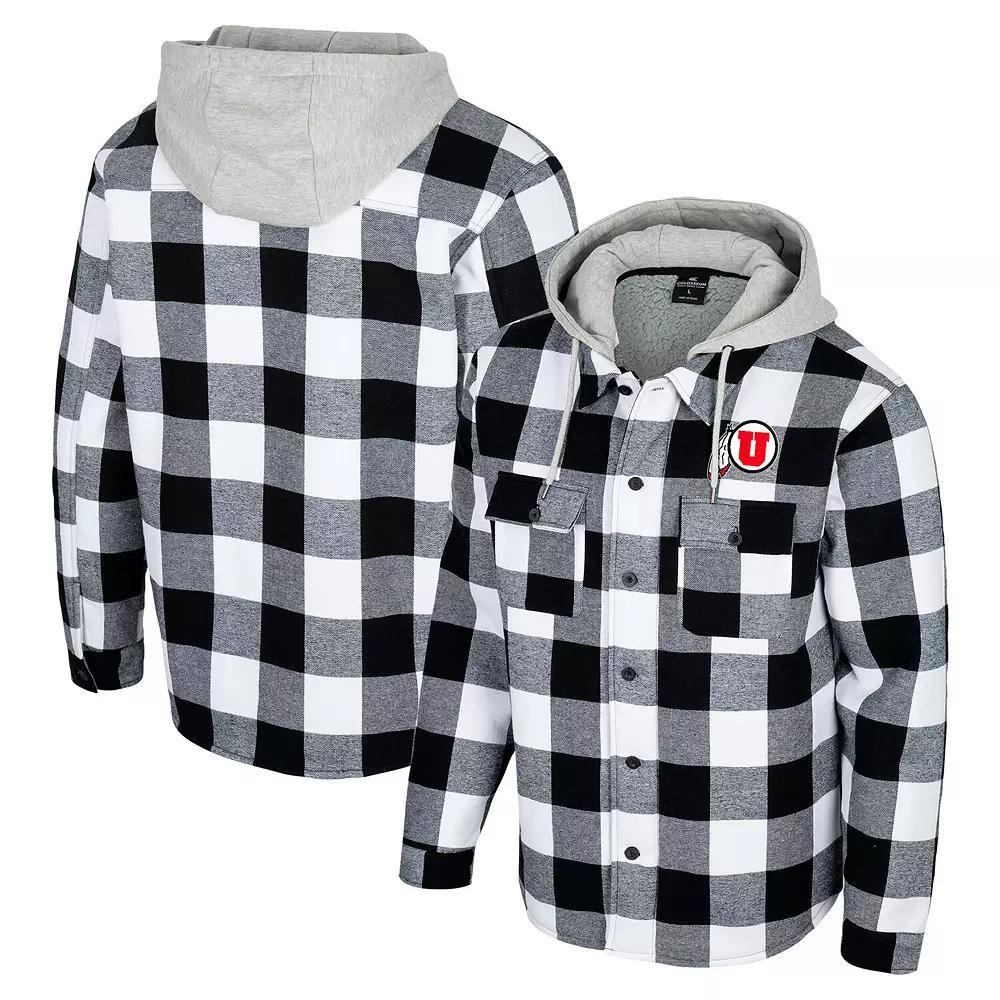 Men's Colosseum Black/White Utah Utes Buffalo Plaid Full-Zip Hoodie Jacket, Size: XL, Ute Black Product Image