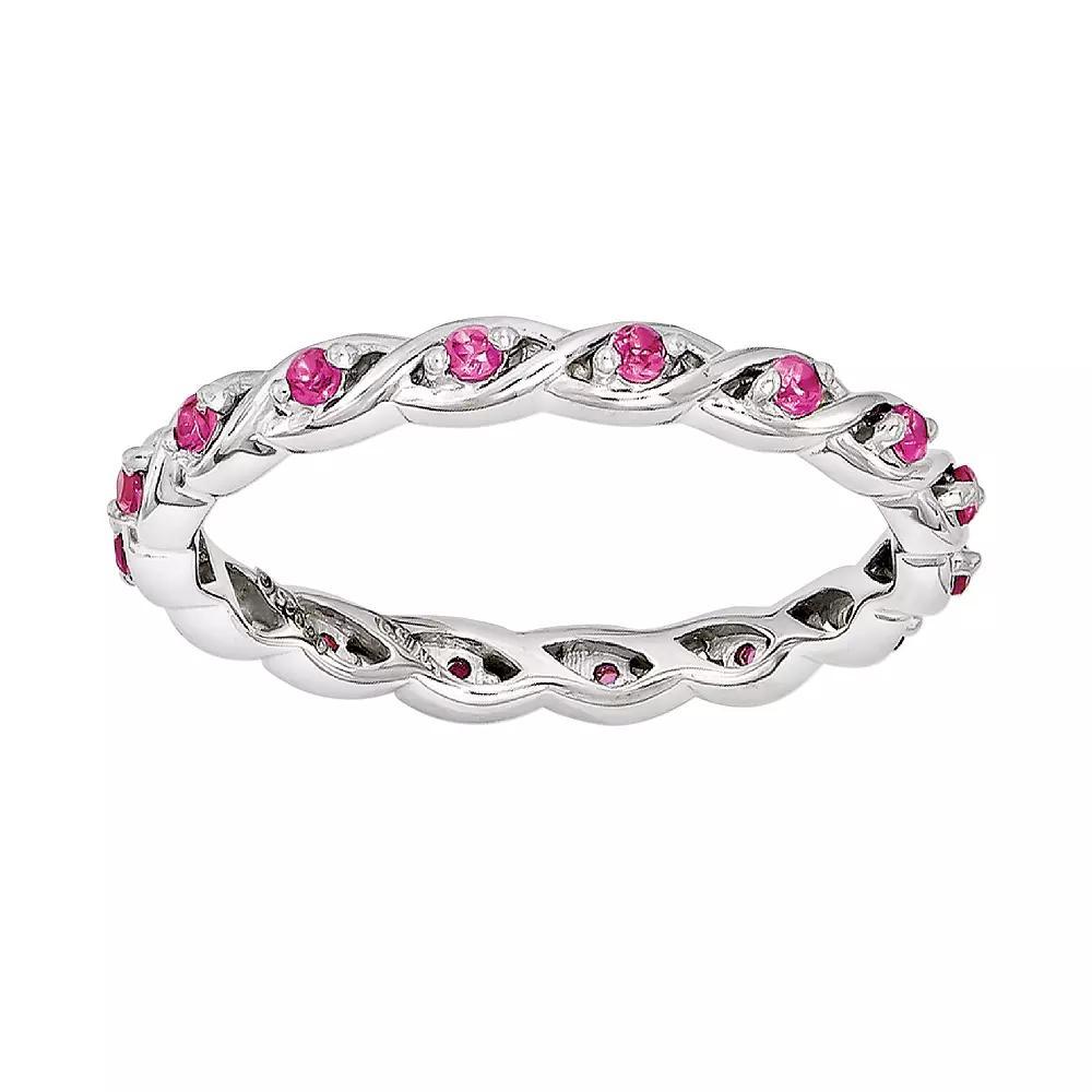 Stacks & Stones Sterling Silver Lab-Created Ruby Stack Ring, Women's,  Product Image
