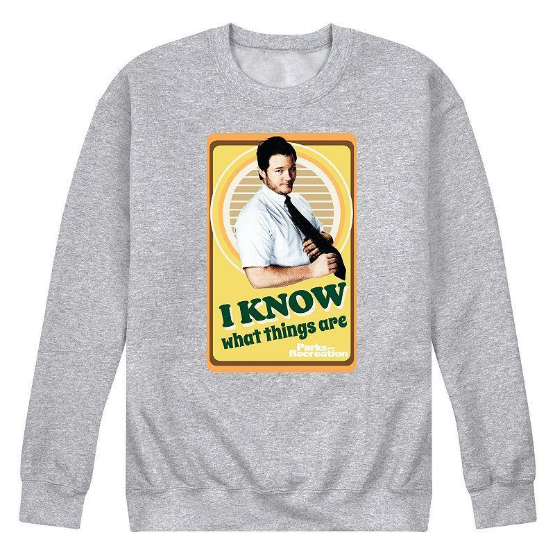 Mens Parks And Recs I Know What Things Fleece Sweatshirt Product Image