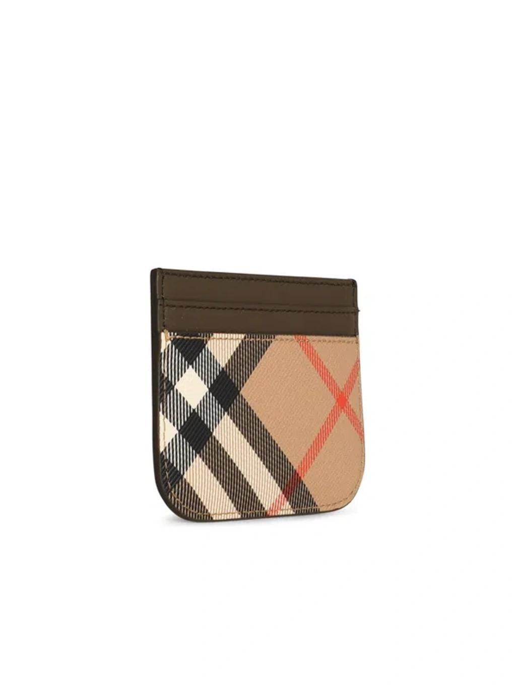 BURBERRY Sandon' Beige Leather Card Holder In Cream Product Image