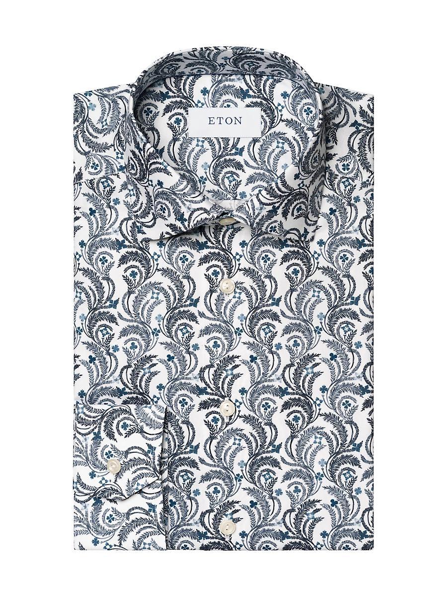 Mens Slim-Fit Floral Cotton Button-Front Shirt Product Image
