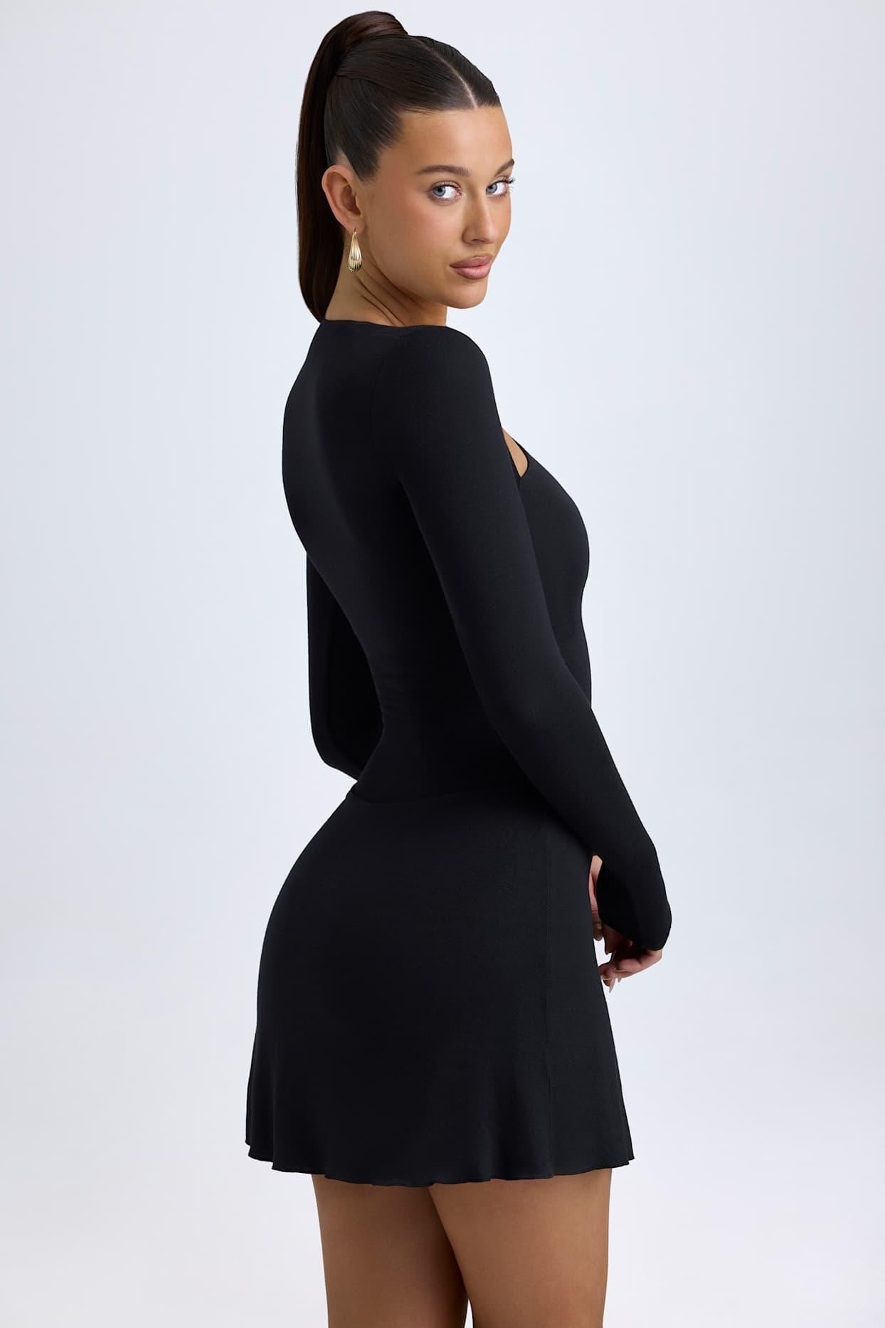 Modal Asymmetric A-Line Mini Dress in Black Product Image
