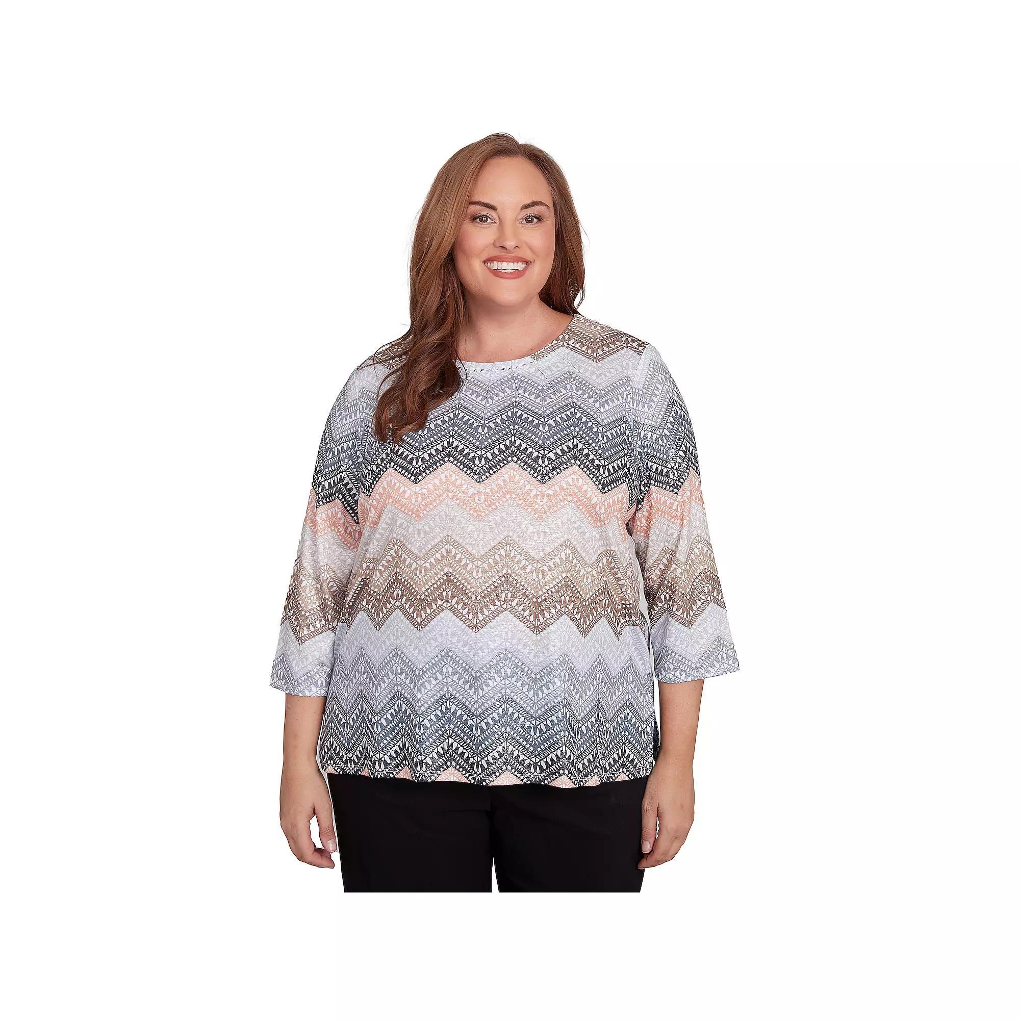 Plus Size Alfred Dunner Lacey Ombre Chevron Top, Women's, Size: 3XL Product Image