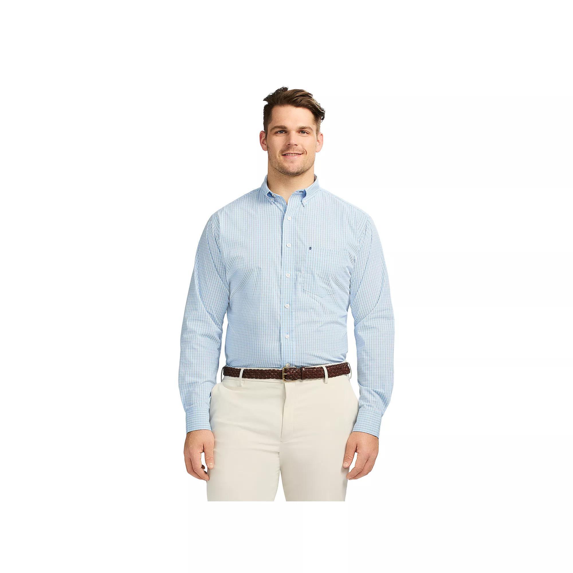 Big & Tall IZOD Performance Comfort Long Sleeve Button Down Shirt, Men's, Size: Large Tall, Placid Blue Product Image