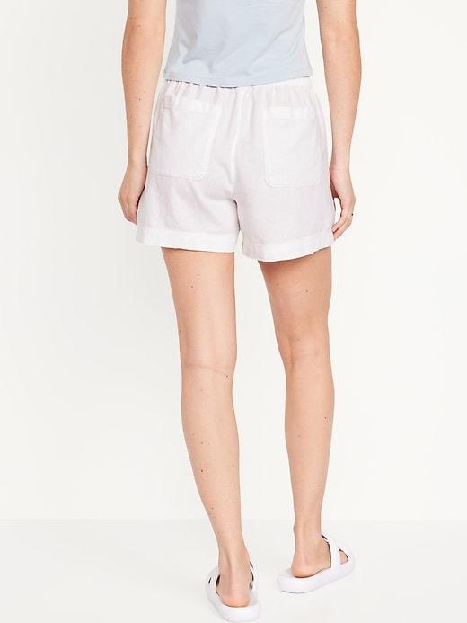 High-Waisted Linen-Blend Pull-On Shorts -- 3.5-inch inseam Product Image