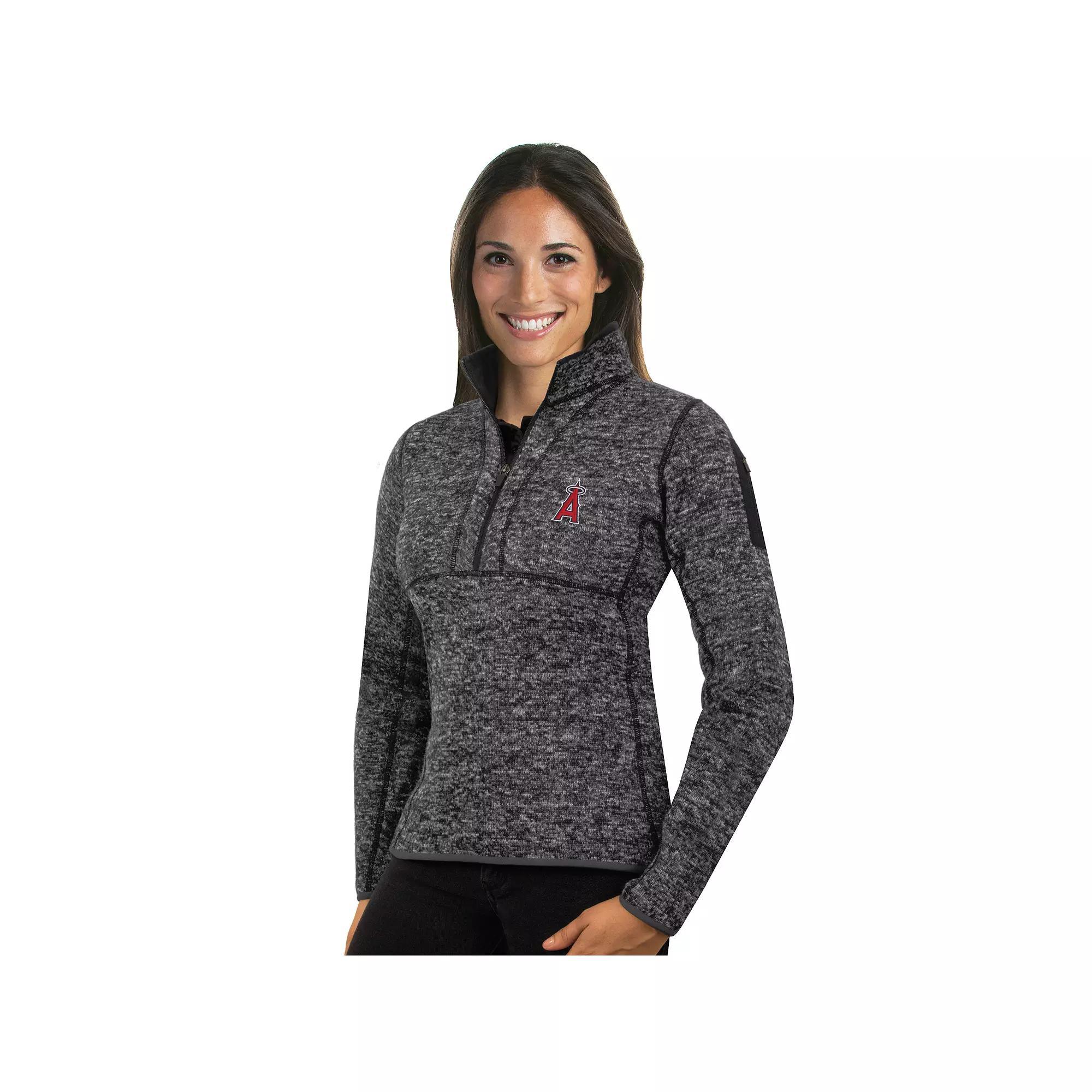 Women's Antigua Los Angeles Angels of Anaheim Fortune Midweight Pullover Sweater, Size: Large, Grey Product Image