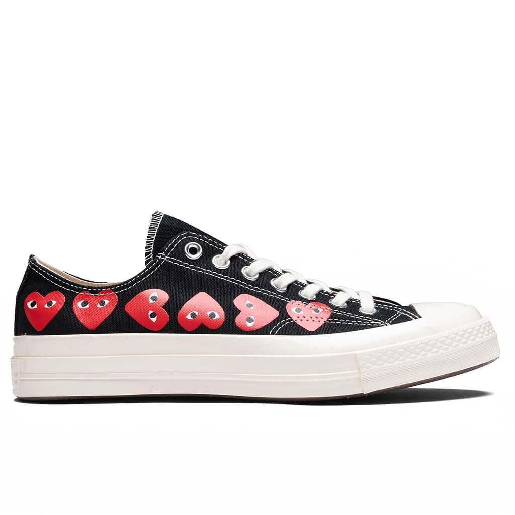 Converse x Comme Des Garcons PLAY All Star Chuck '70 Ox Multi Heart - Black/Red Male Product Image