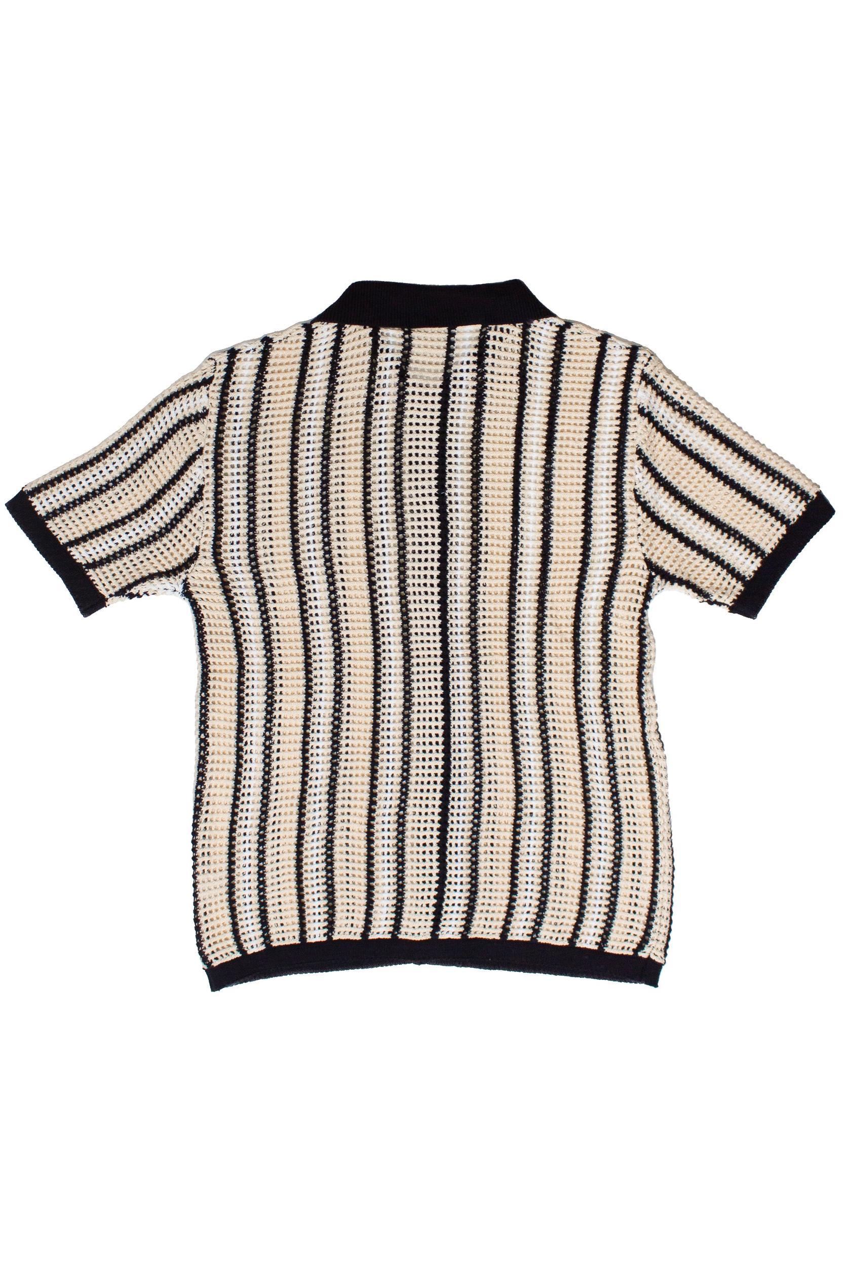 Striped Knit Mesh Button Up Shirt Product Image