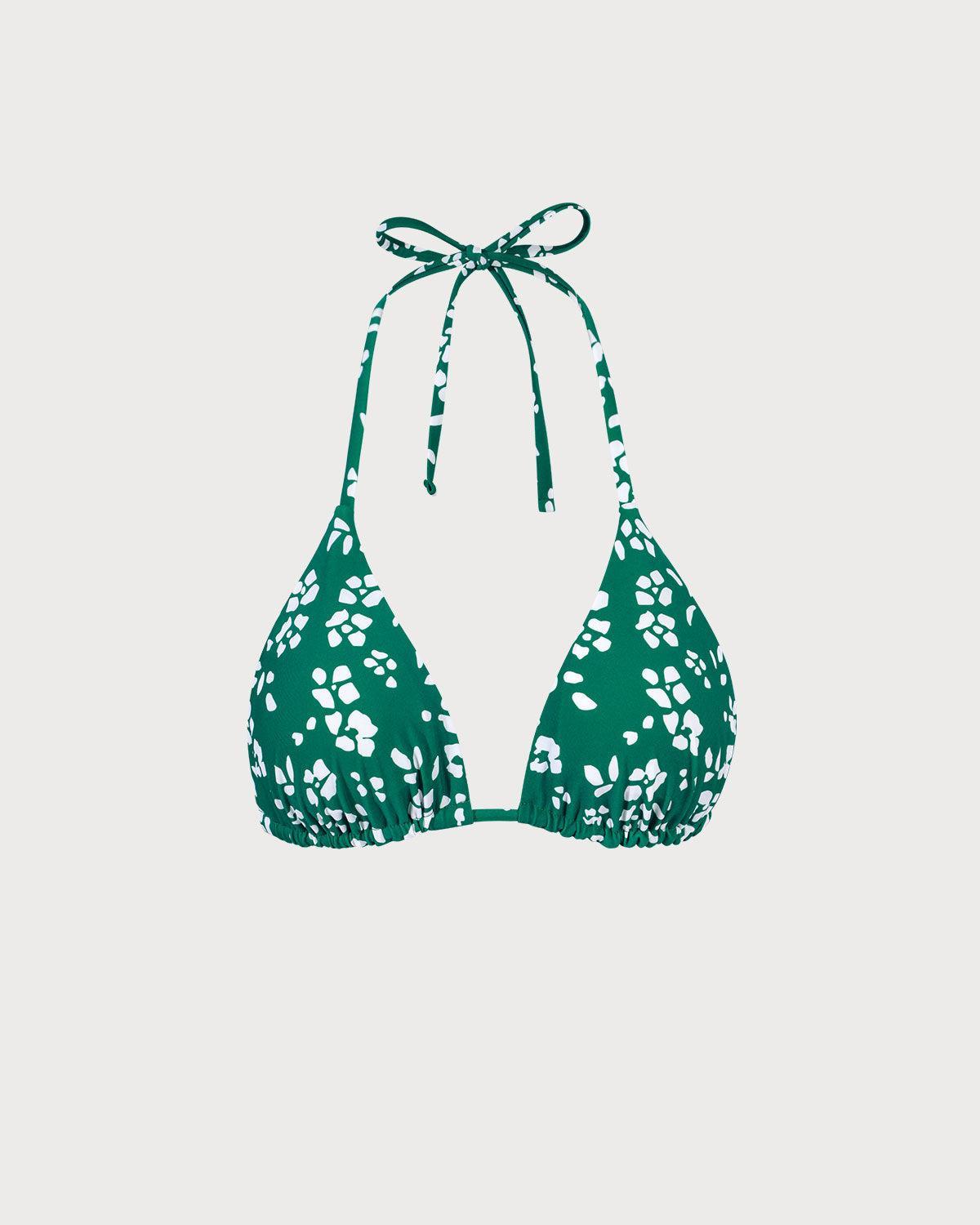 The Green Reversible Floral Triangle Bikini Top Product Image