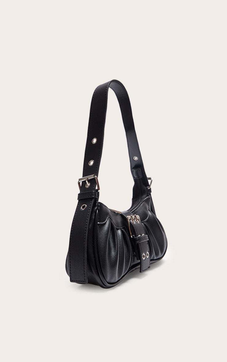 Black PU Eyelet Buckle Shoulder Bag Product Image