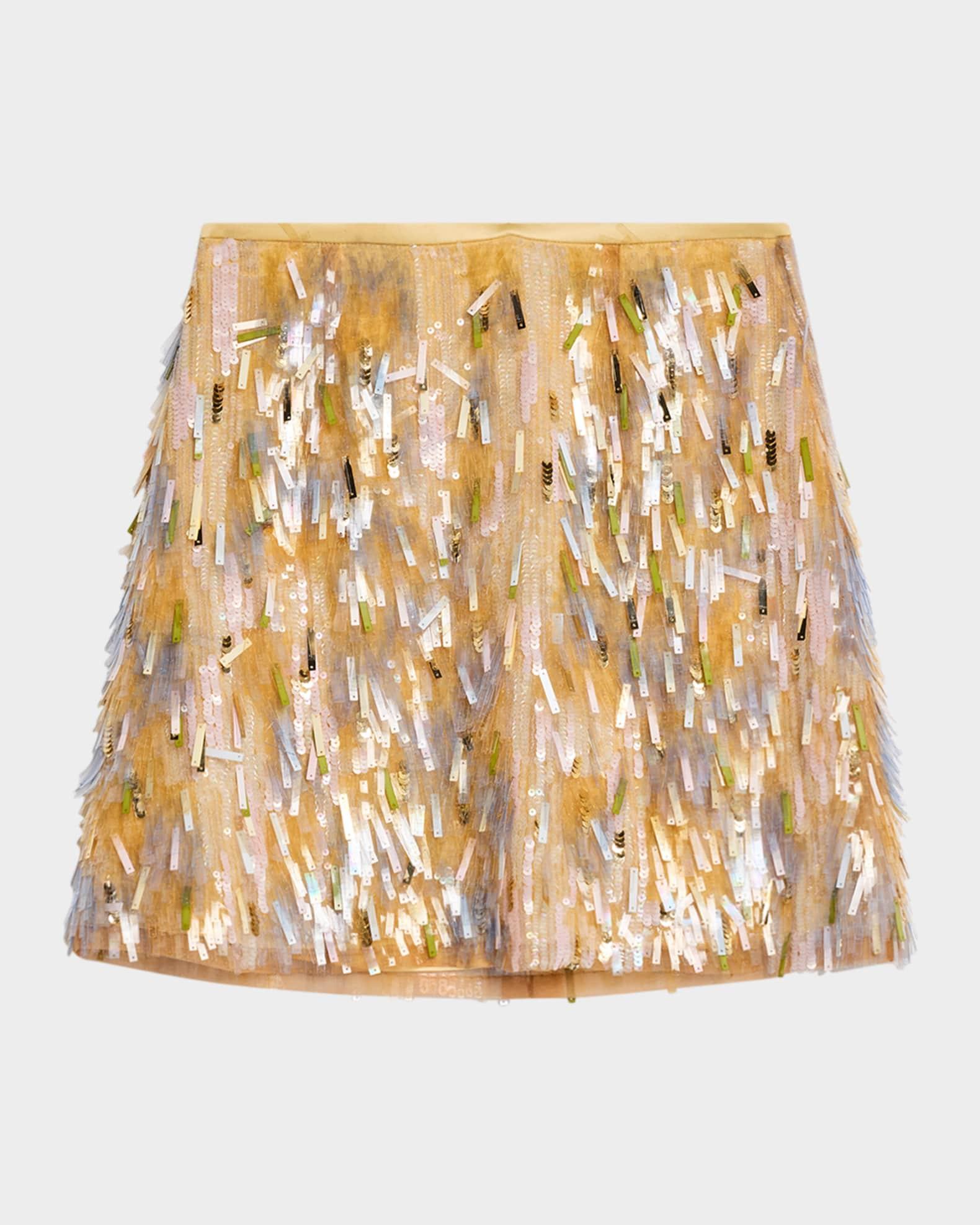 Hand Embroidered Sequin Mini Skirt Product Image
