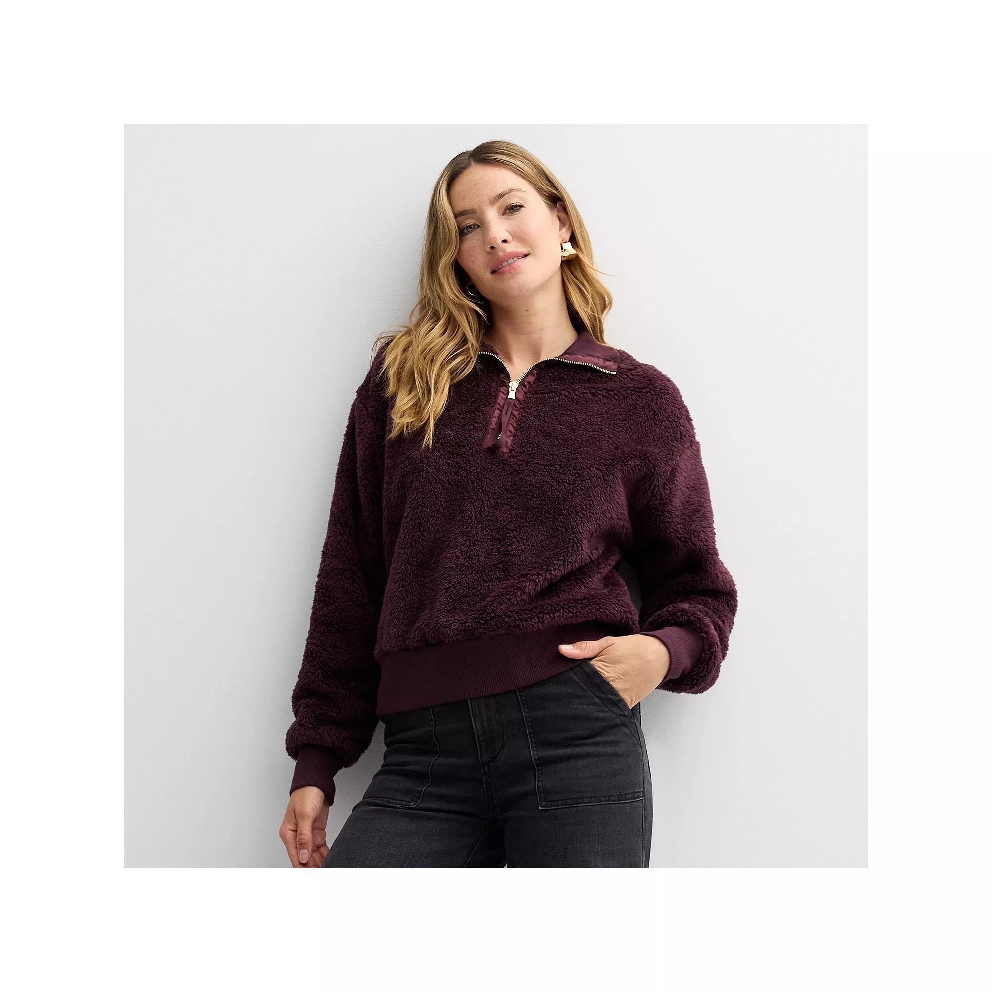 Women's Sonoma Goods For Life® Cozy Quarter Zip Pullover, Size: Large, Black Jam Product Image