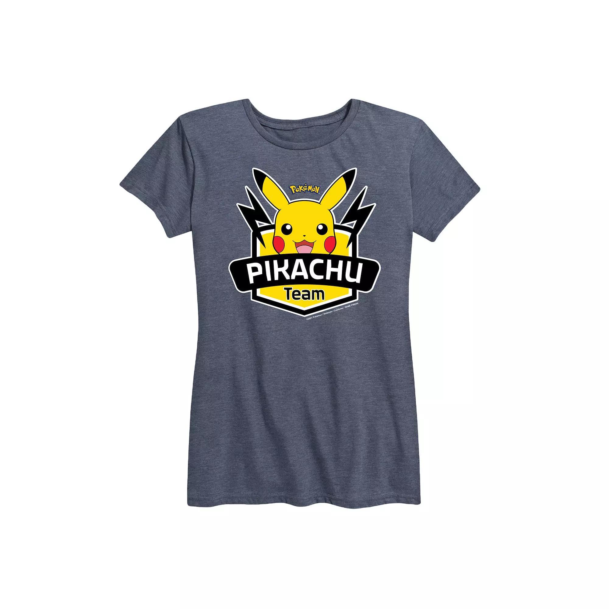 Plus Pokemon Team Pikachu Graphic Tee, Women's, Size: 2XL, Grey Blue Product Image