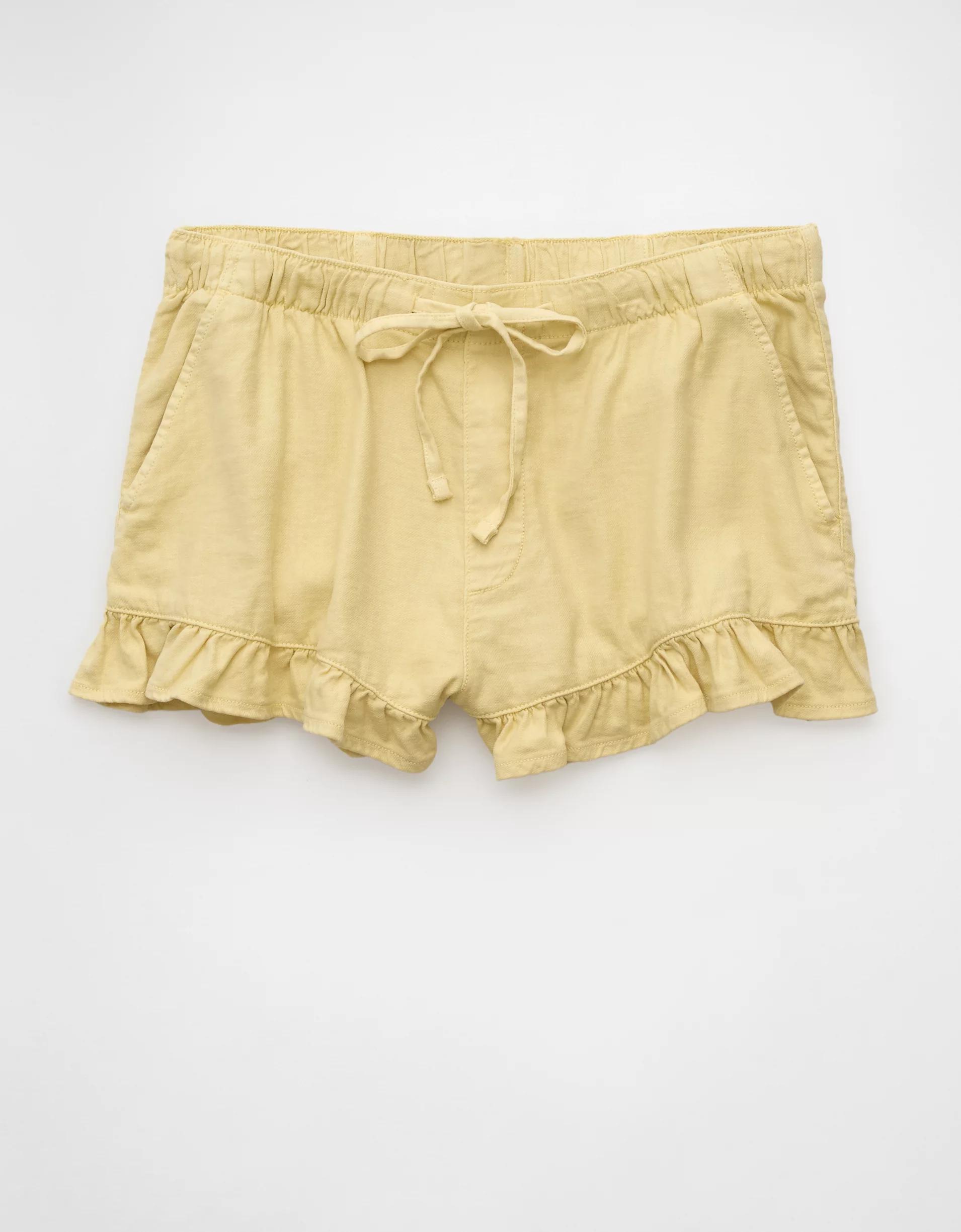 AE Stretch Linen-Blend Ruffle Short Product Image