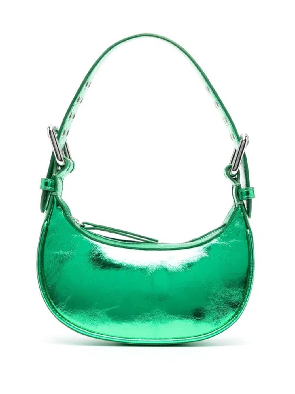 BY FAR Mini Soho Metallic Leather Bag In Green Product Image