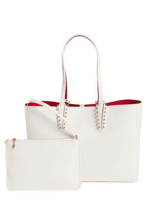 CHRISTIAN LOUBOUTIN Small Cabata Soft Leather Tote In Bianco/gold Product Image