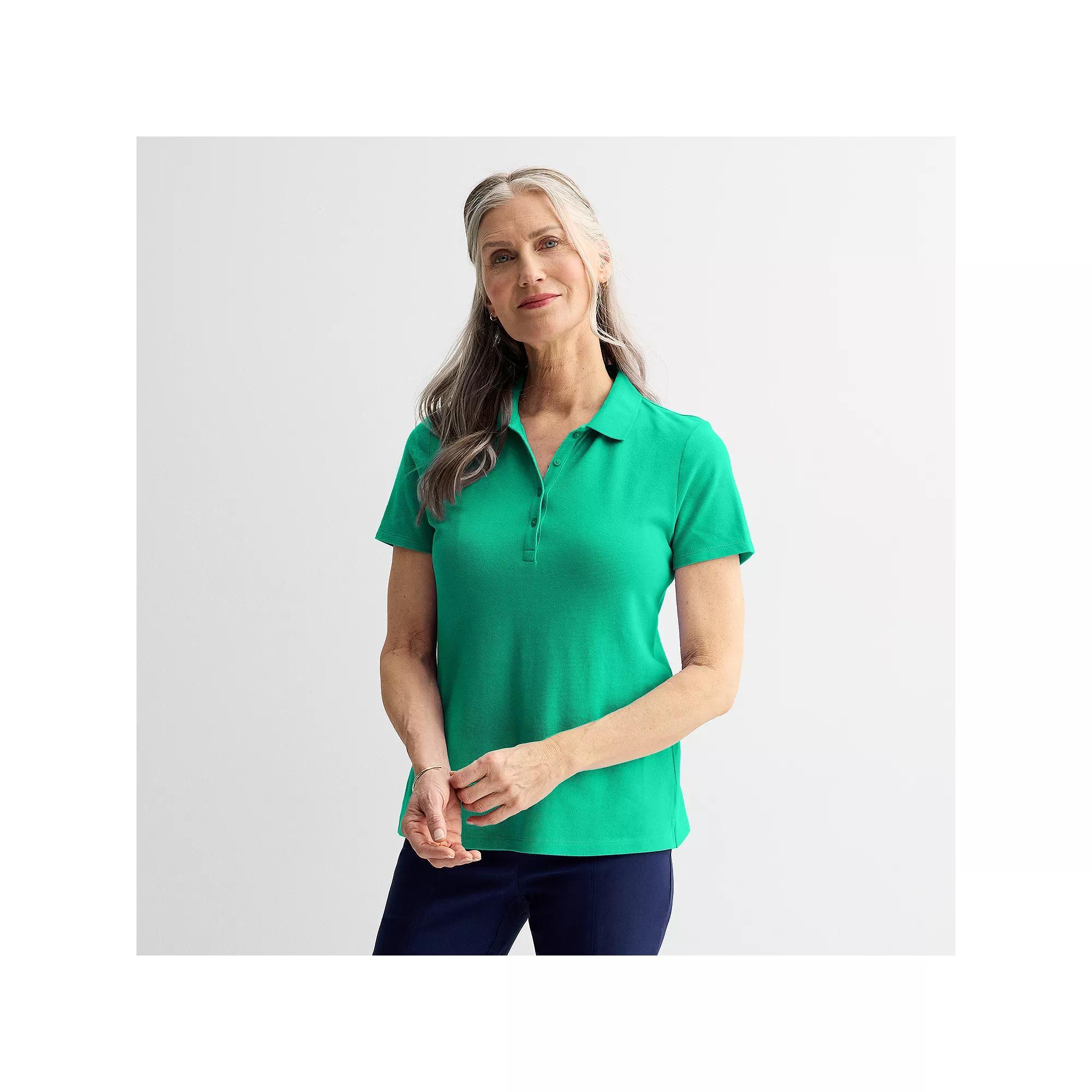 Women's Croft & Barrow® Essential Polo, Size: Small, Greenway Product Image