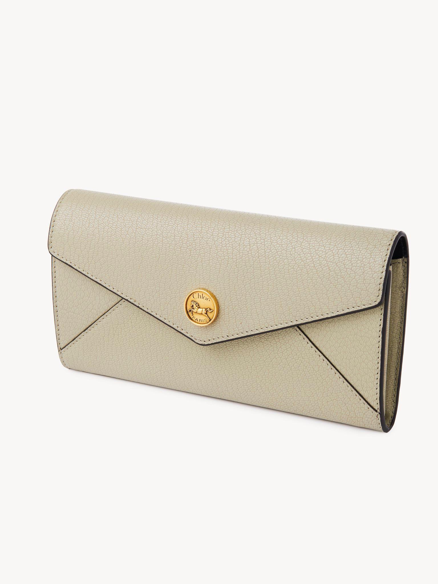 Envelope long wallet with flap in grained leather Product Image