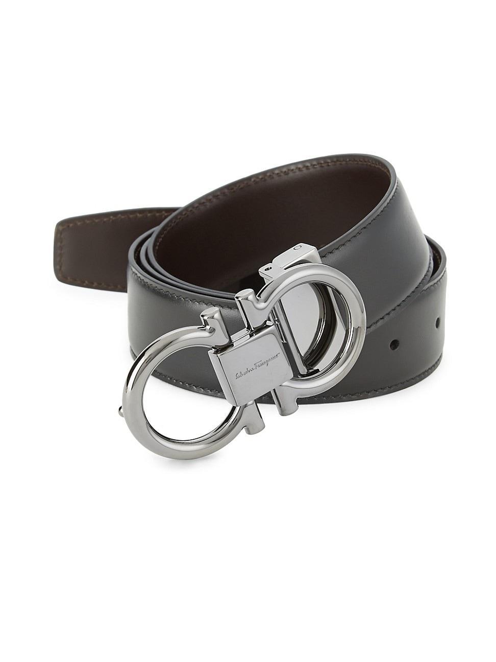 Mens Double-Gancini Reversible Leather Belt Product Image