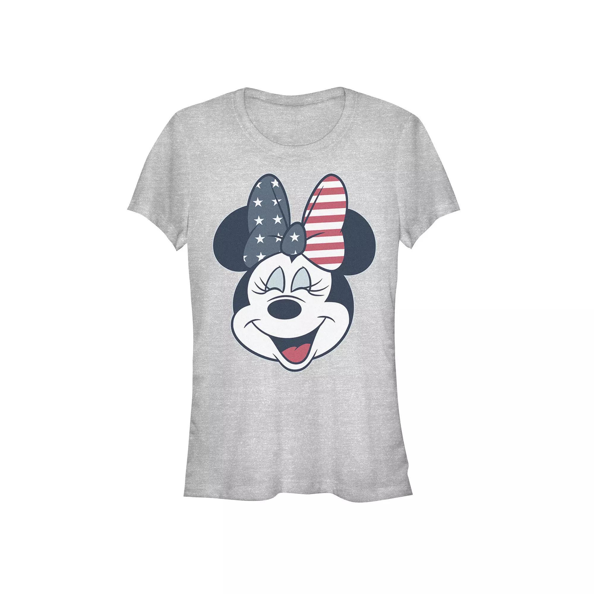 Disney's Mickey And Friends Minnie Women's American Flag Bow Tee, Girl's,  Product Image