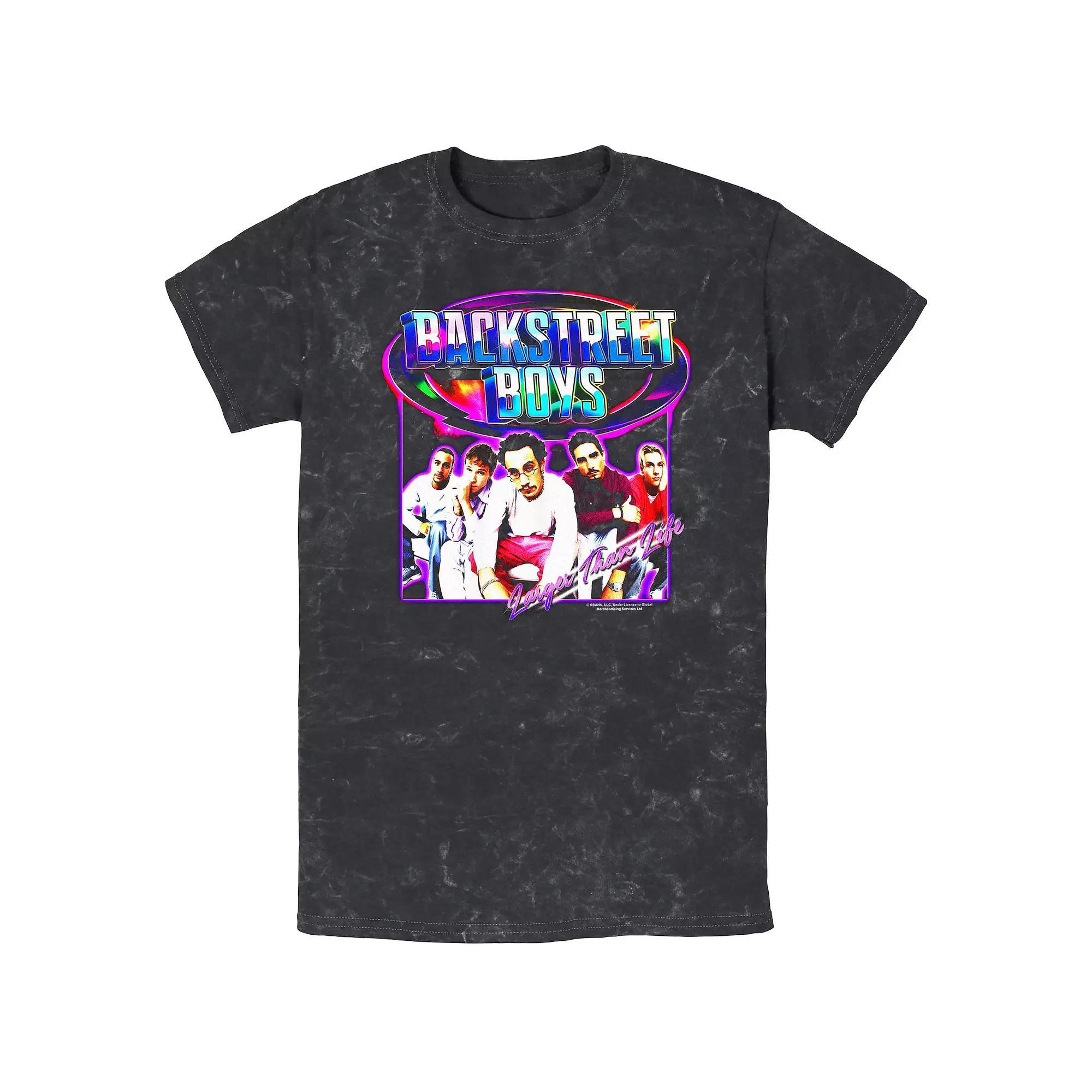 Men's Backstreet Boys Larger Than Life Cover Mineral Wash Graphic Tee, Size: Small, Black Product Image