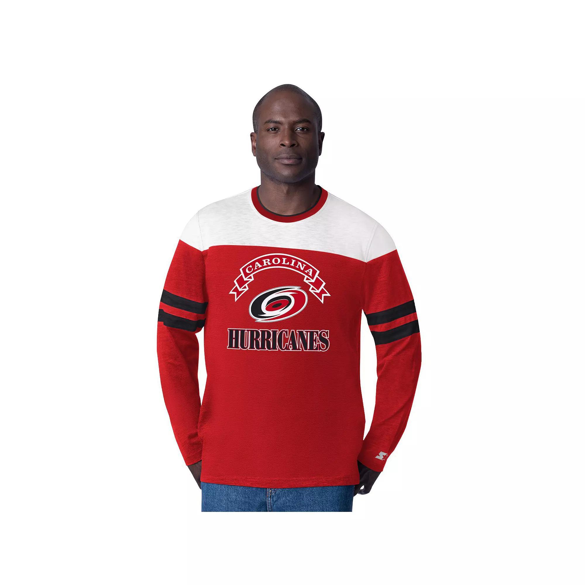 Men's Starter  Red Carolina Hurricanes Blitz Durene Long Sleeve T-Shirt, Size: XL Product Image