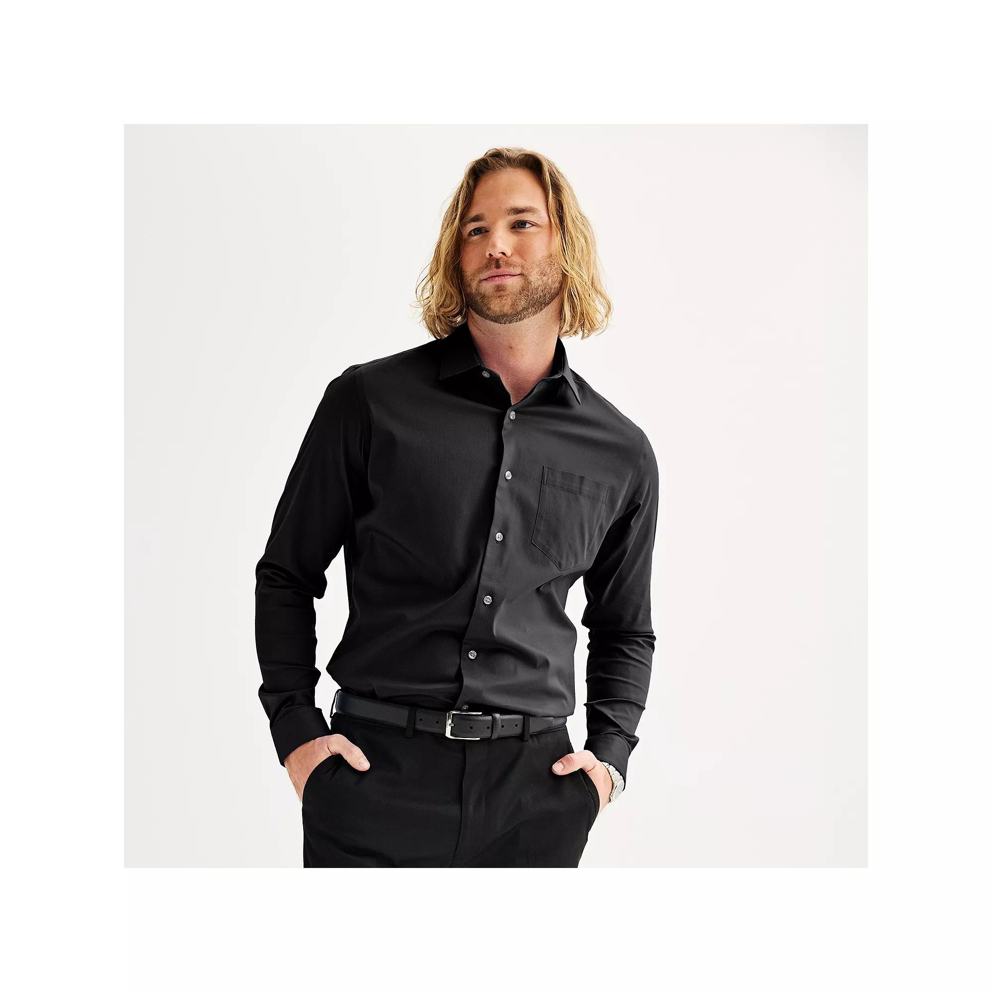 Men's Apt. 9® Regular-Fit Wrinkle Free Dress Shirt, Size: Medium-32/33, Black Luxe Product Image